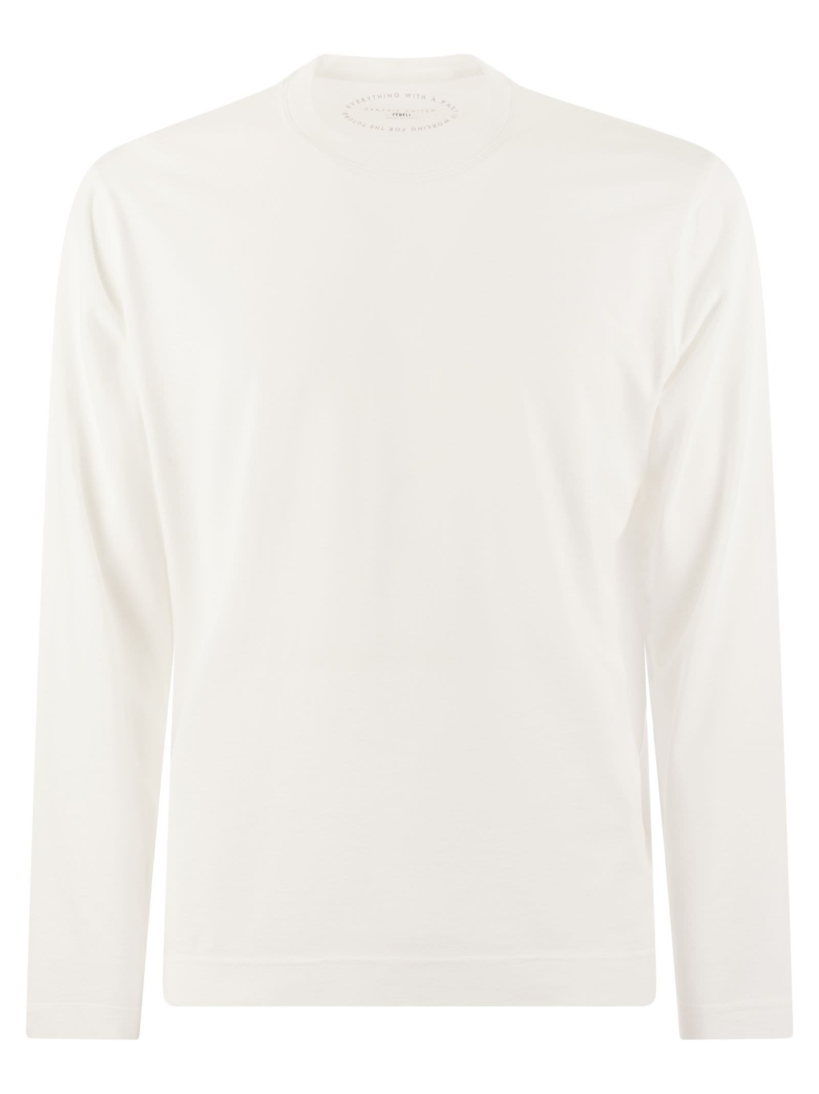 Shop Fedeli Long-sleeved Cotton T-shirt In White