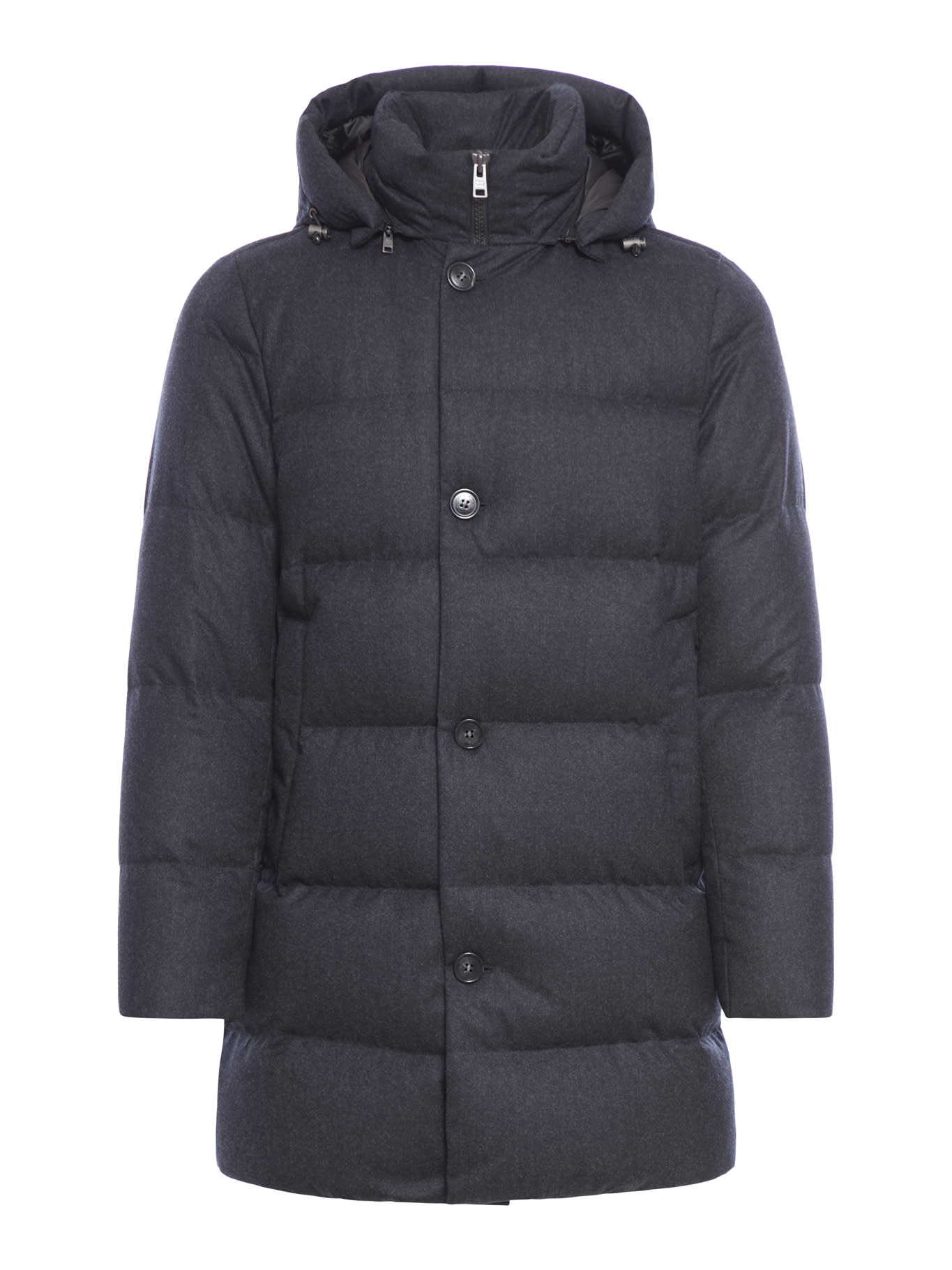 Shop Woolrich Luxe Wool Long Parka In Charcoal Melange