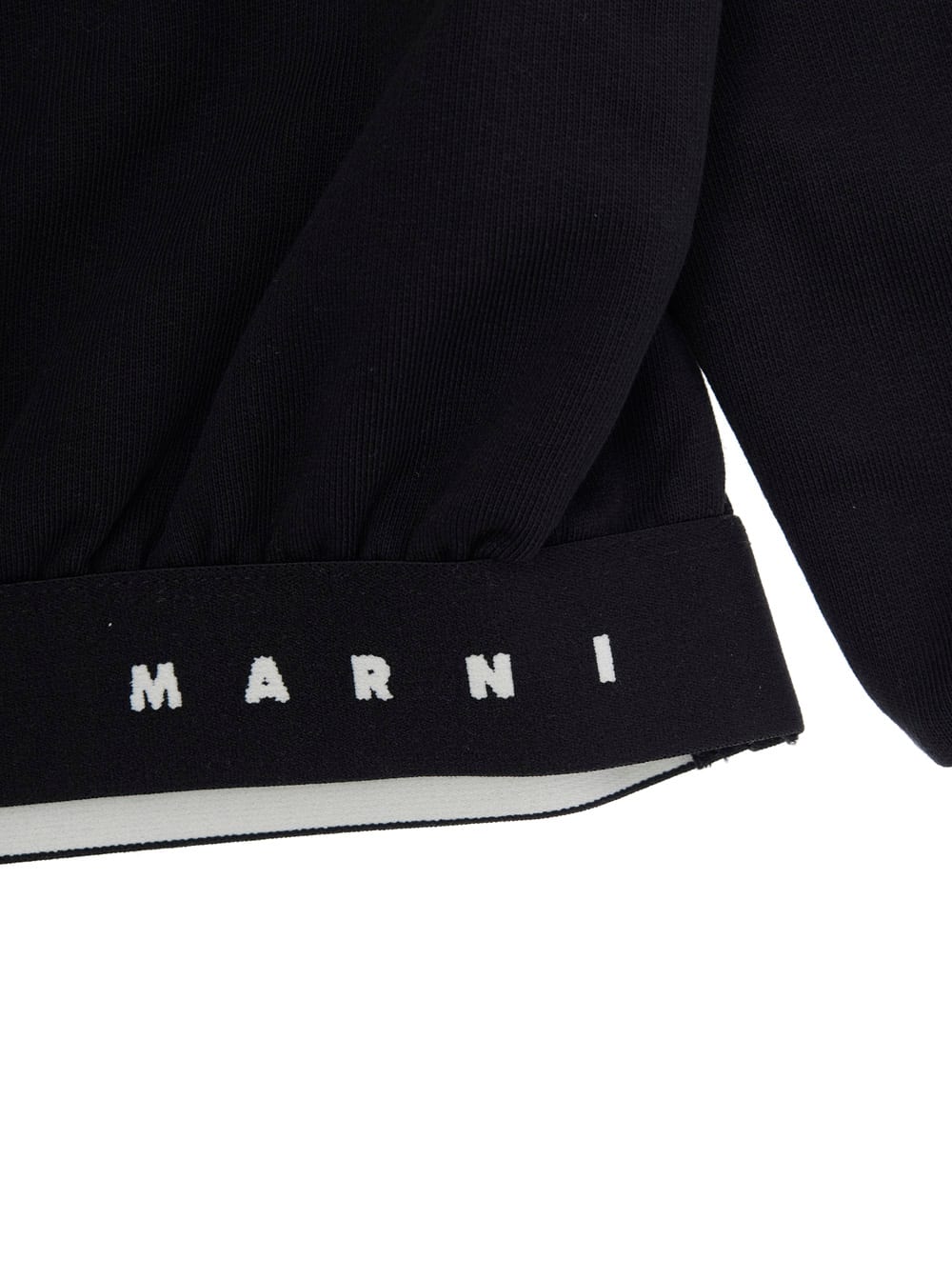 Marni Felpa Con Cappuccio Ed Elastico Logato In Black