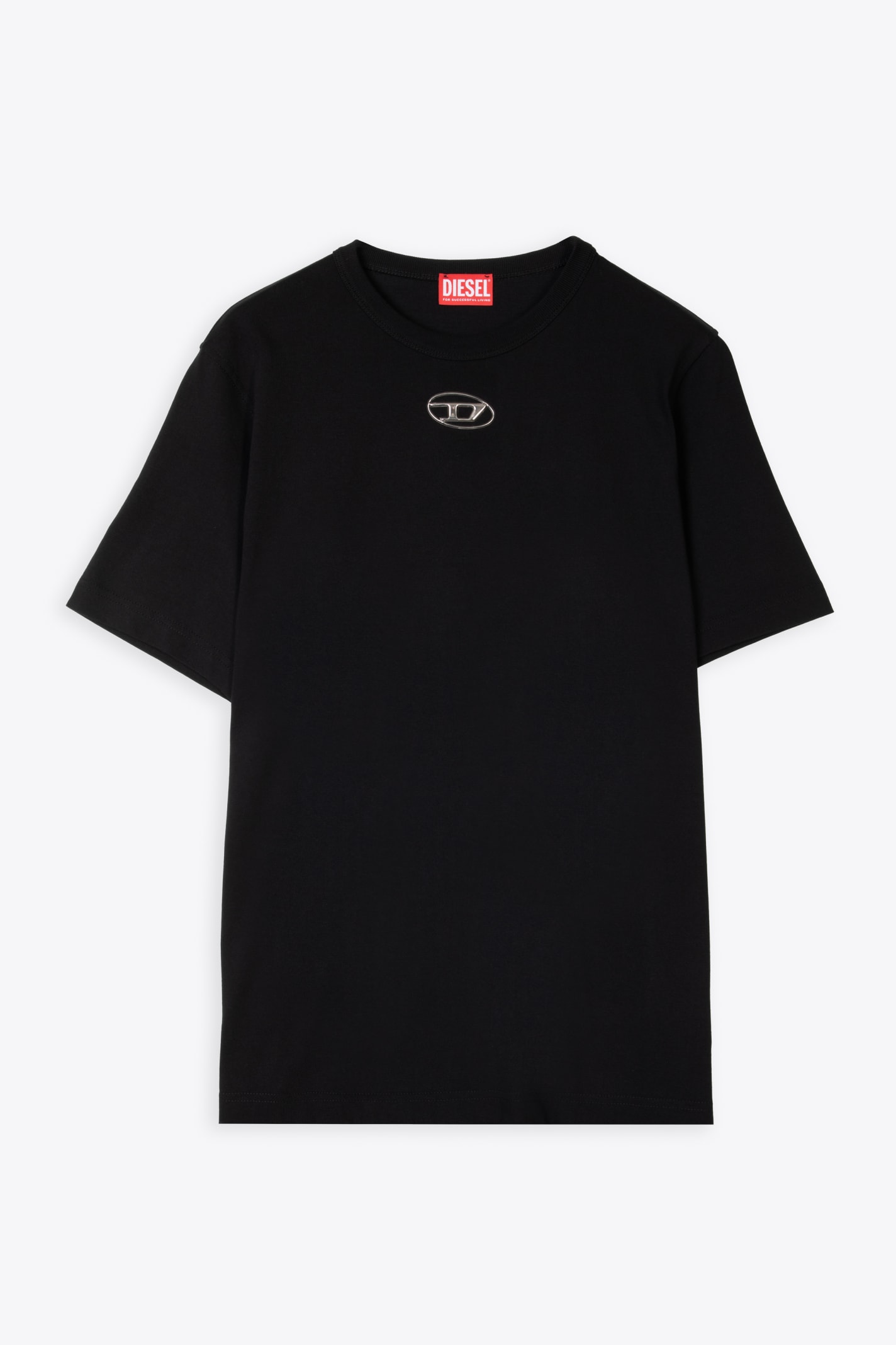 Diesel T-just-od Maglietta Black cotton t-shirt with Oval-D rubber logo - T Just Od