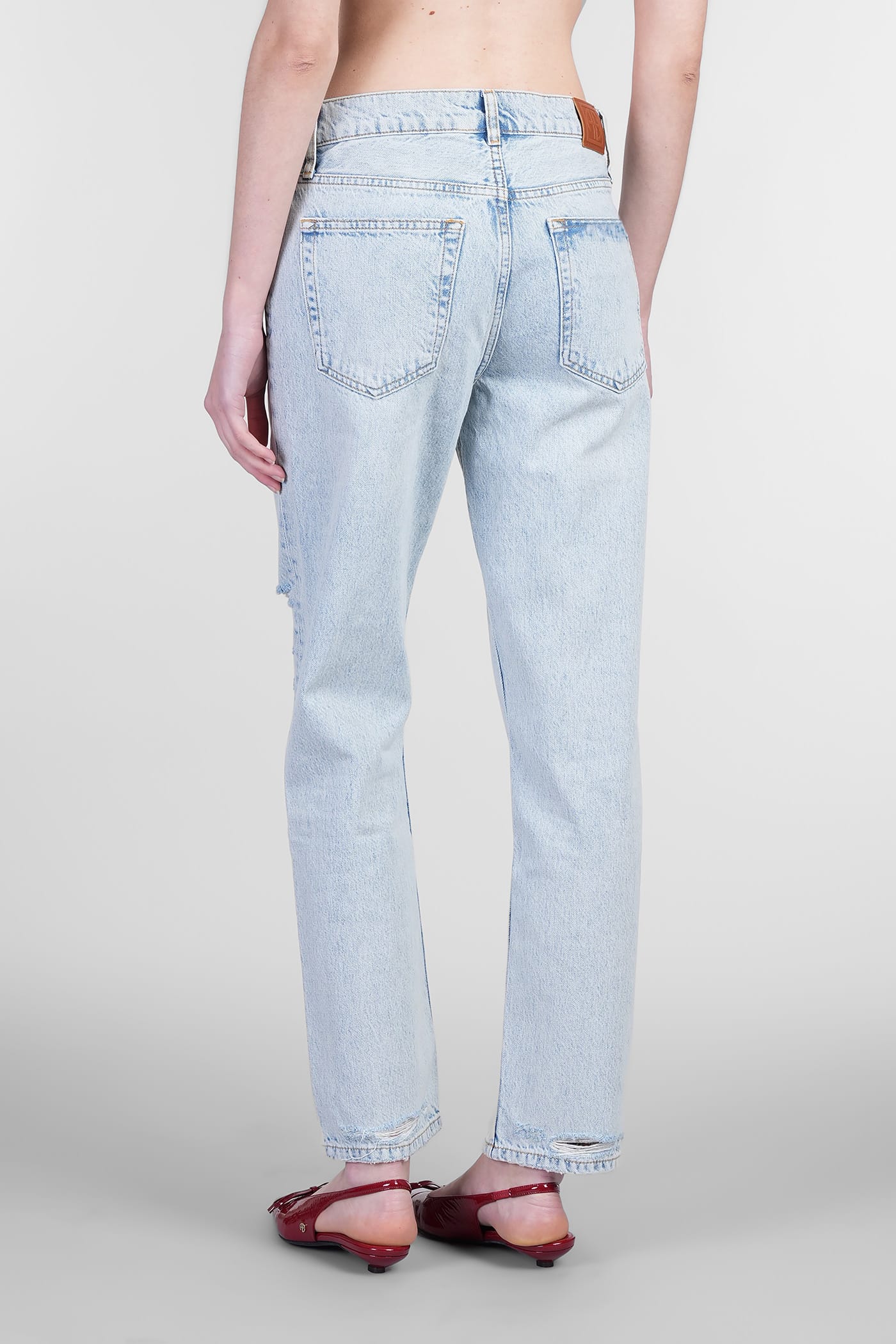 Shop Anine Bing Kate Jeans In Blue Cotton