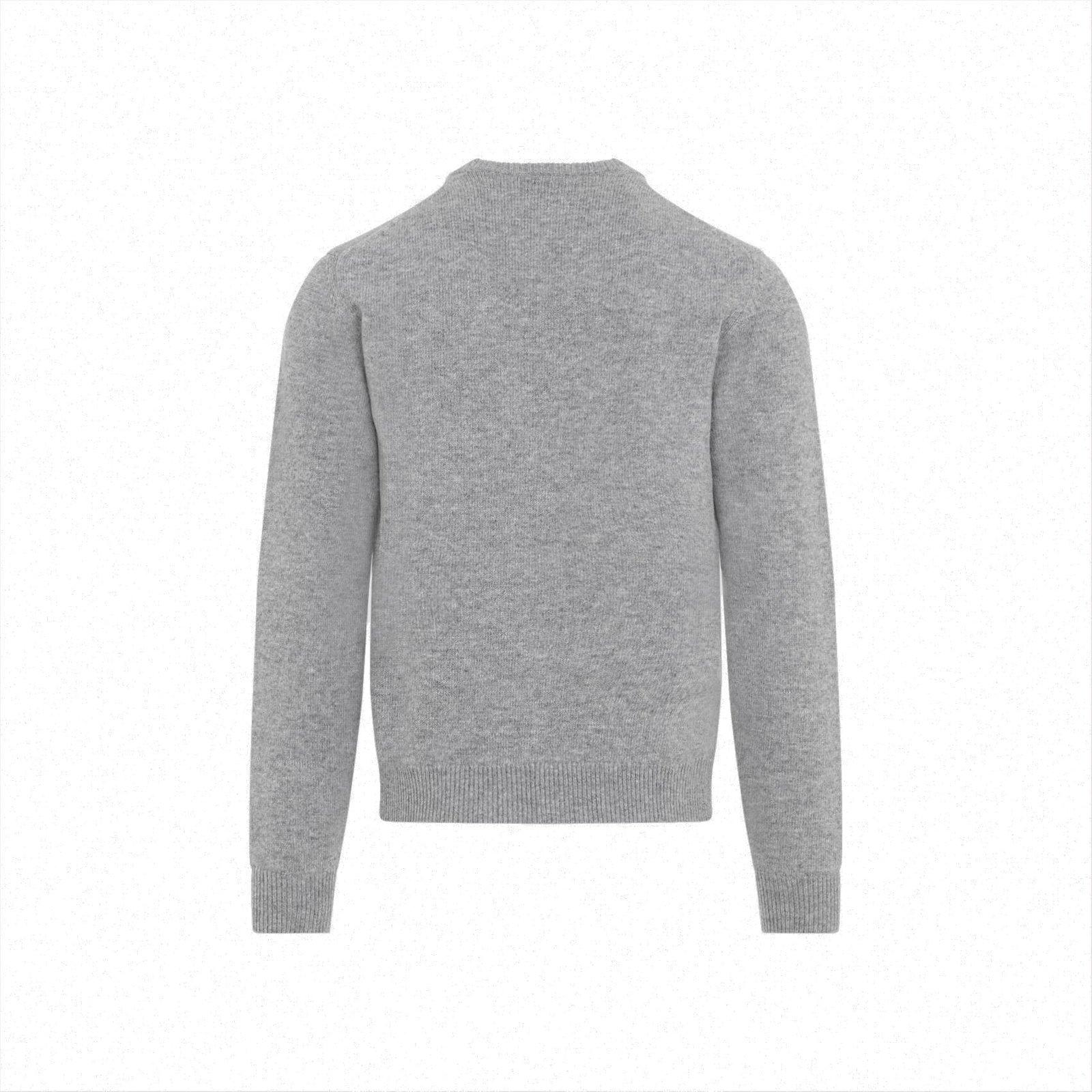 Shop Gucci Logo Intarsia Knit Sweaters In Grey/white