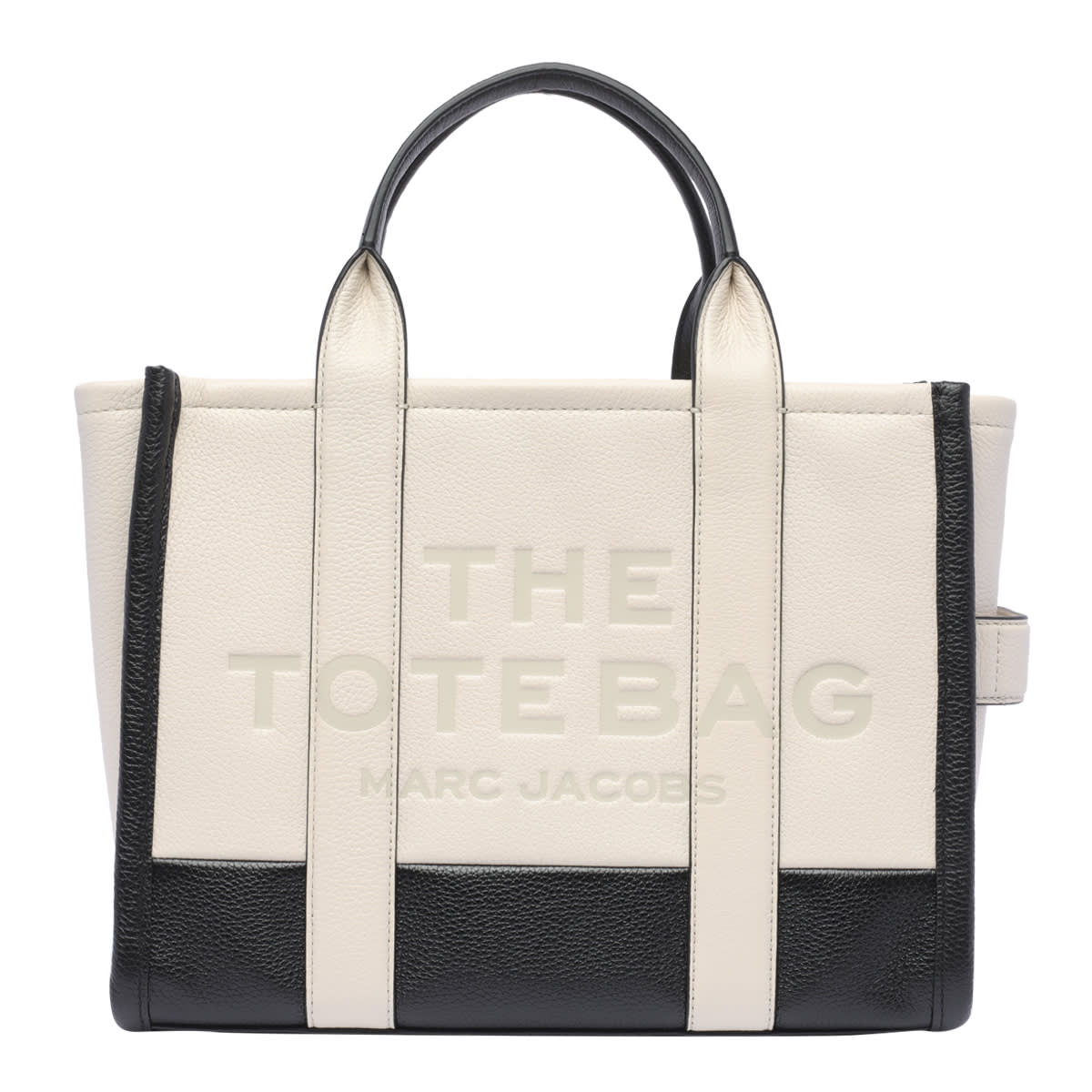 Shop Marc Jacobs The Leather Medium Tote Bag In Ivory Multi