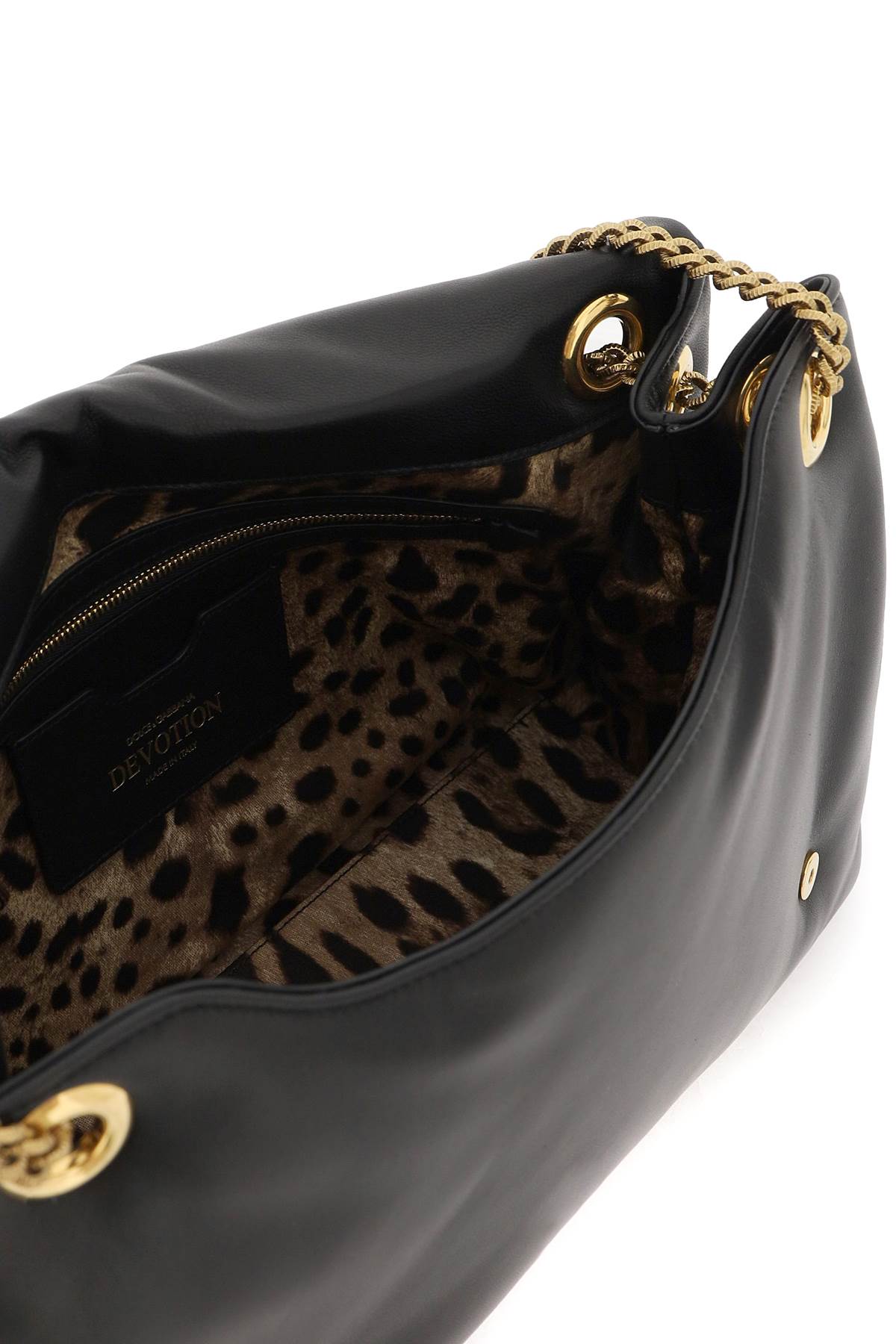 Shop Dolce & Gabbana Devotion Large Shoulder Bag In Nappa Leather In Nero