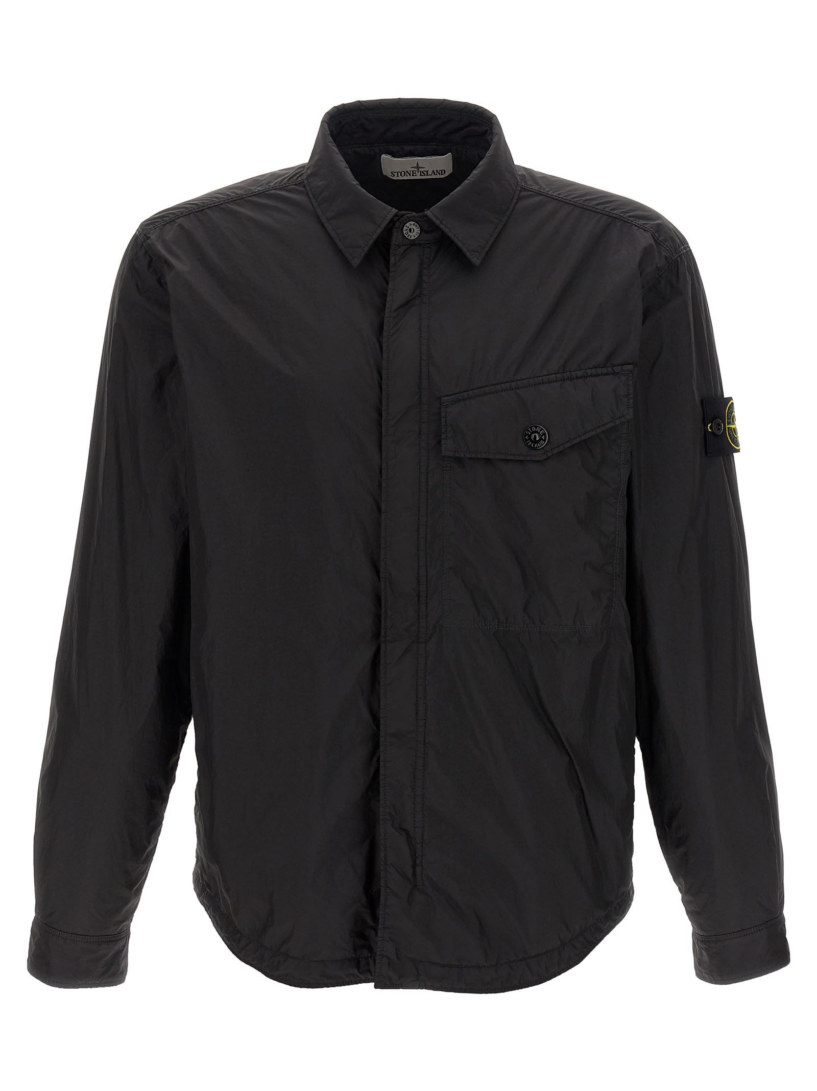 Stone Island Garment Dyed Crinkle Reps Ny Puffer Jackets Black In Black