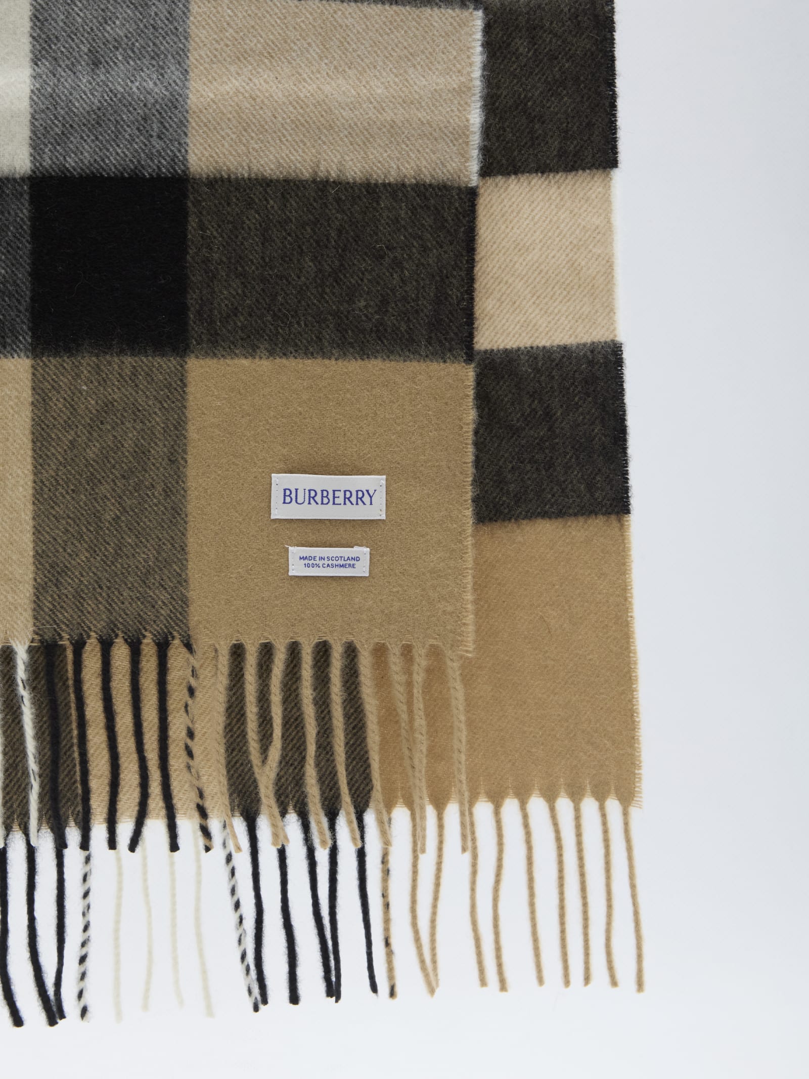 Shop Burberry Mega Check Scarf In Beige