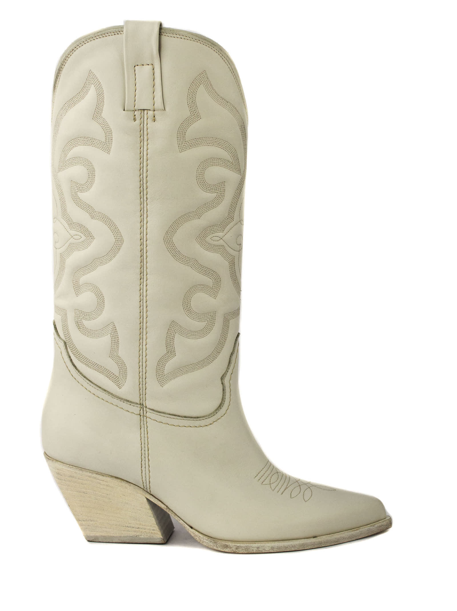 Elena Iachi White Leather Ankle Boots In Gesso