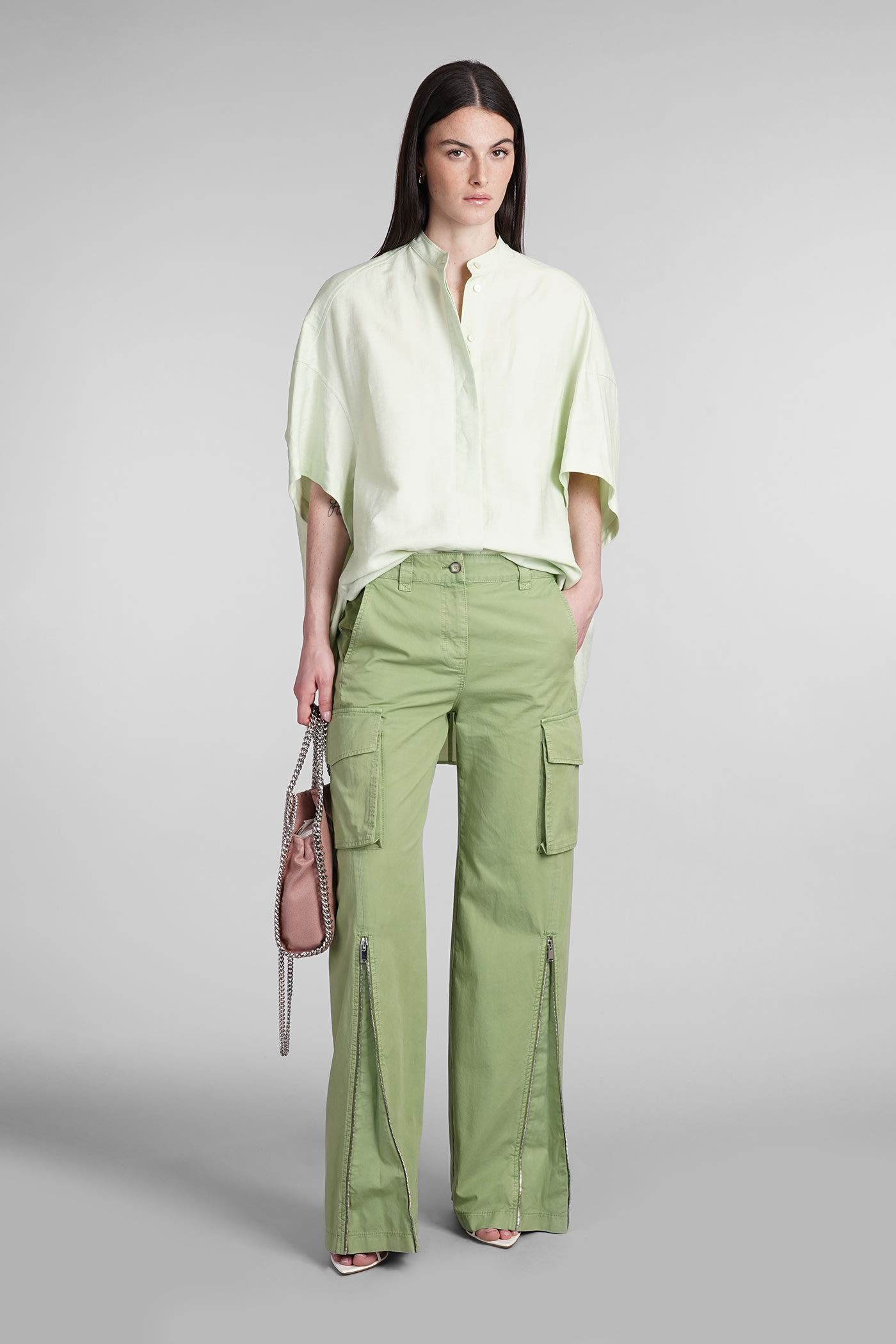 Shop Stella Mccartney Pants In Green Cotton