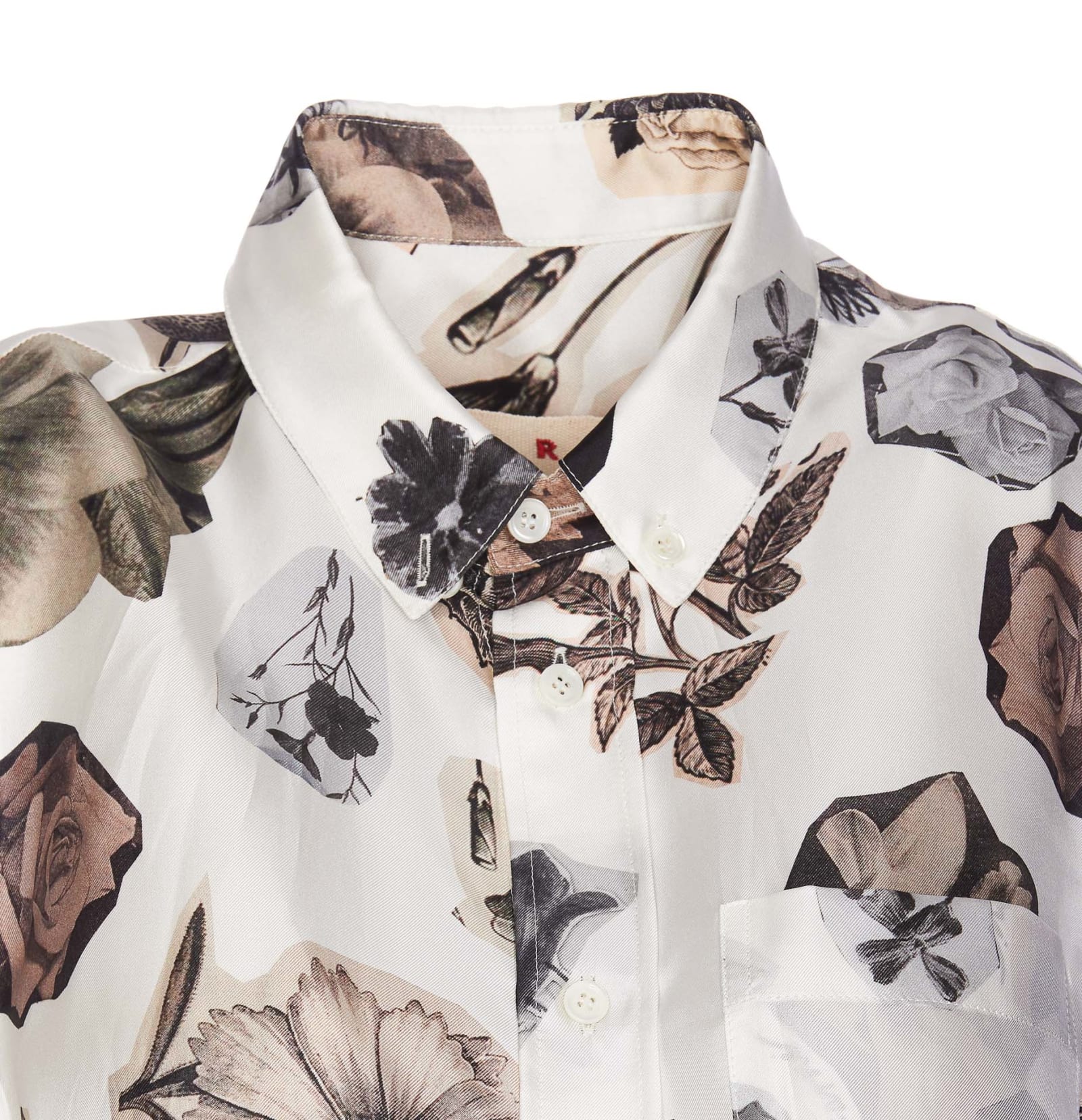Shop Marni Floral Print Sleeveless Shirt In White