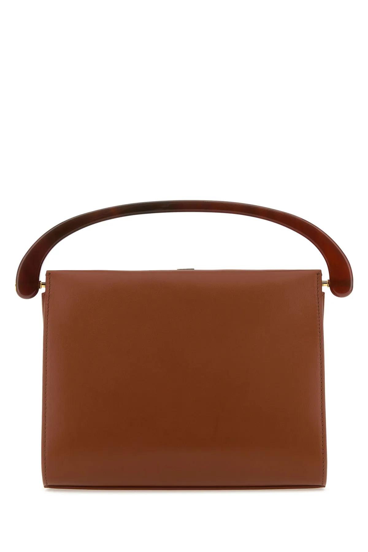 Shop Dries Van Noten Caramel Leather Handbag