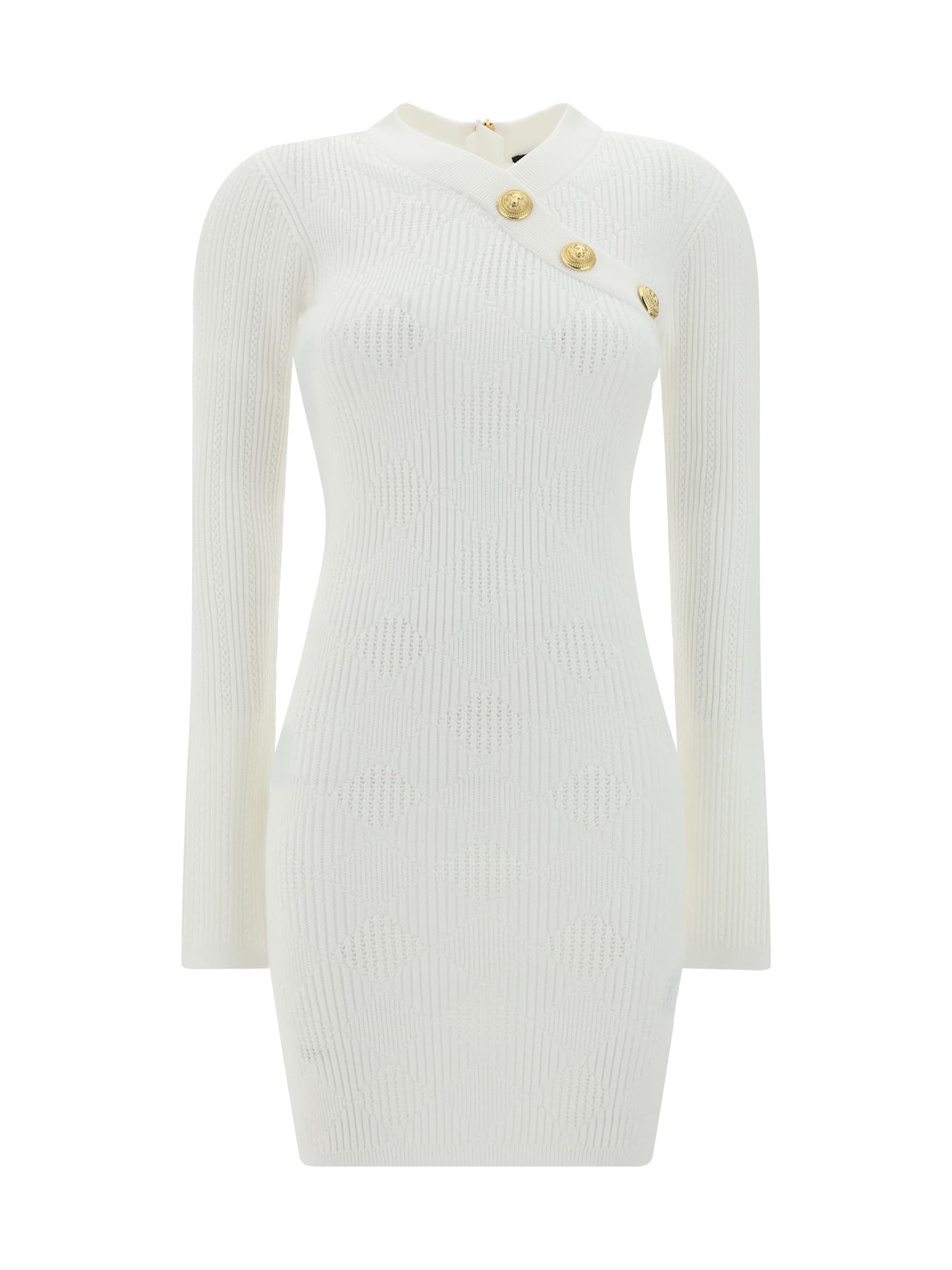 Shop Balmain Mini Dress In Blanc