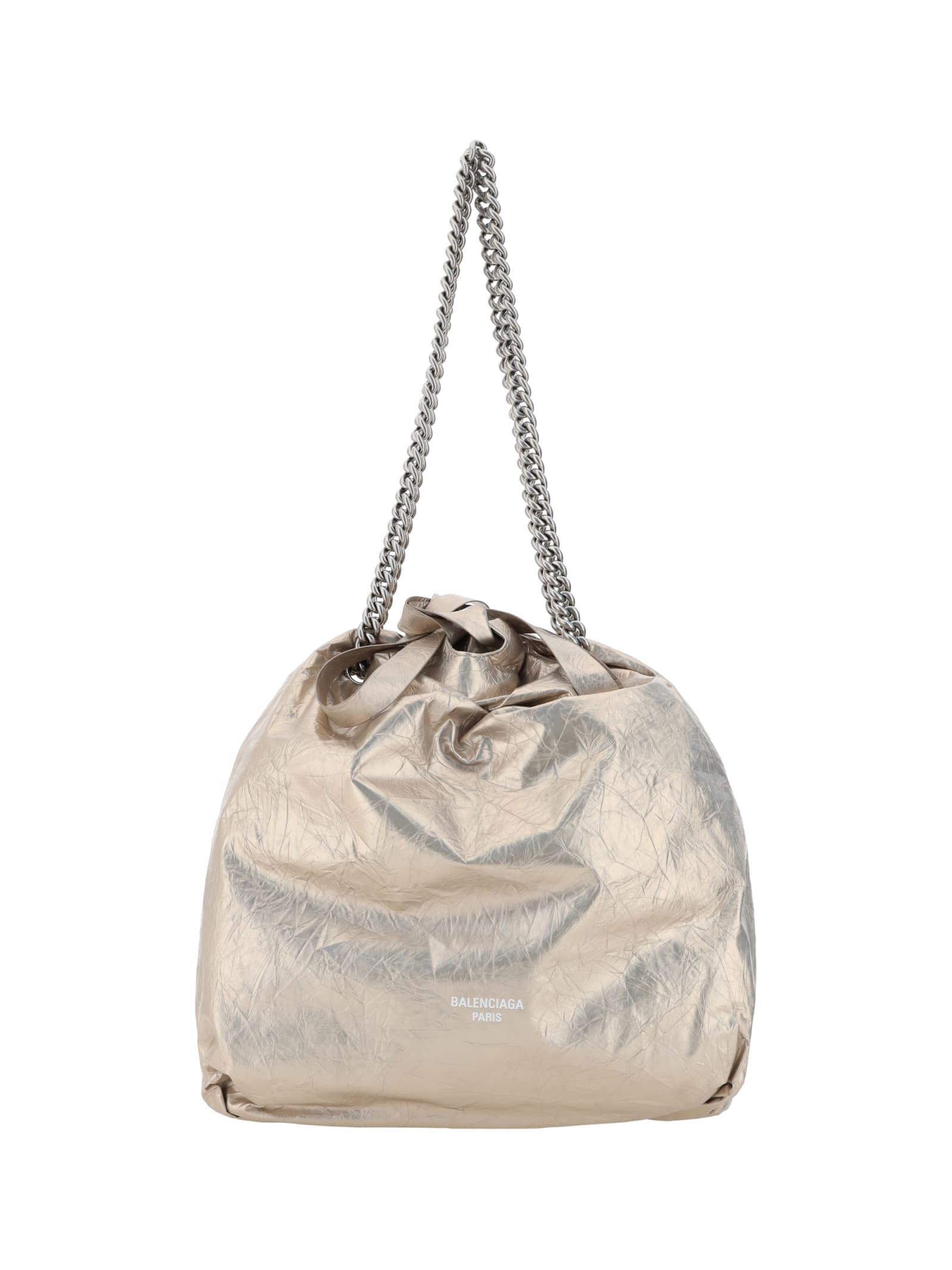 Balenciaga Crush Tote Bucket Bag In Stone Beige
