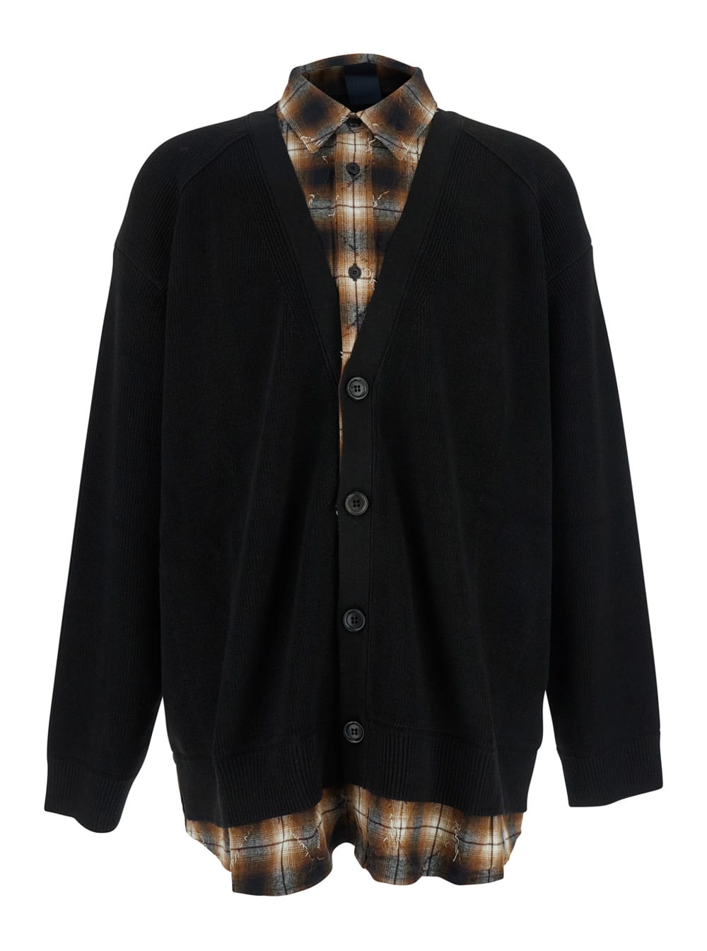 Juun. J Check Shirts Layered Cardigan