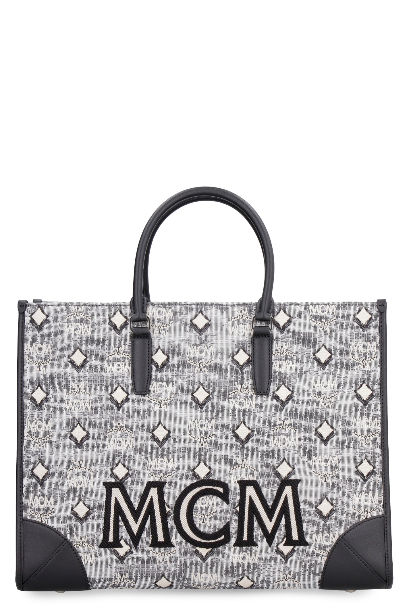 MCM All Over Logo Canvas Tote