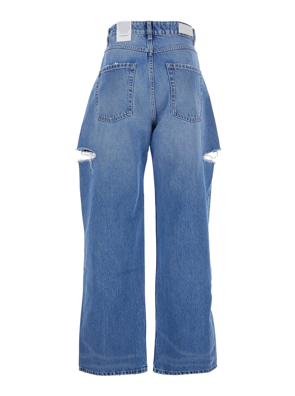 Icon Denim Poppy Blue Jeans With Logo Patch On The Rear And Ripped Details In Denim Woman In Blue