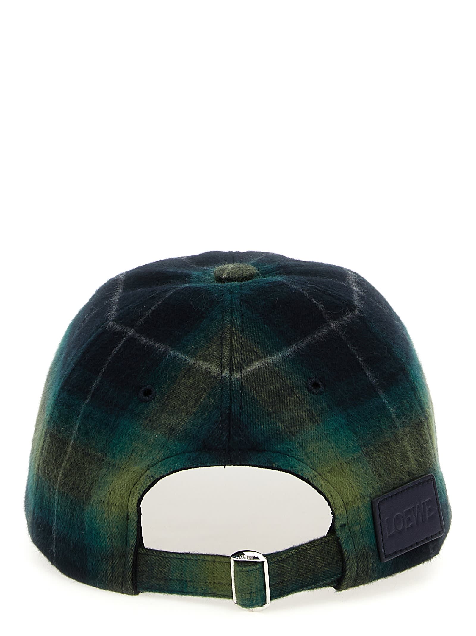 Shop Loewe Tartan Wool Cap In Multicolor