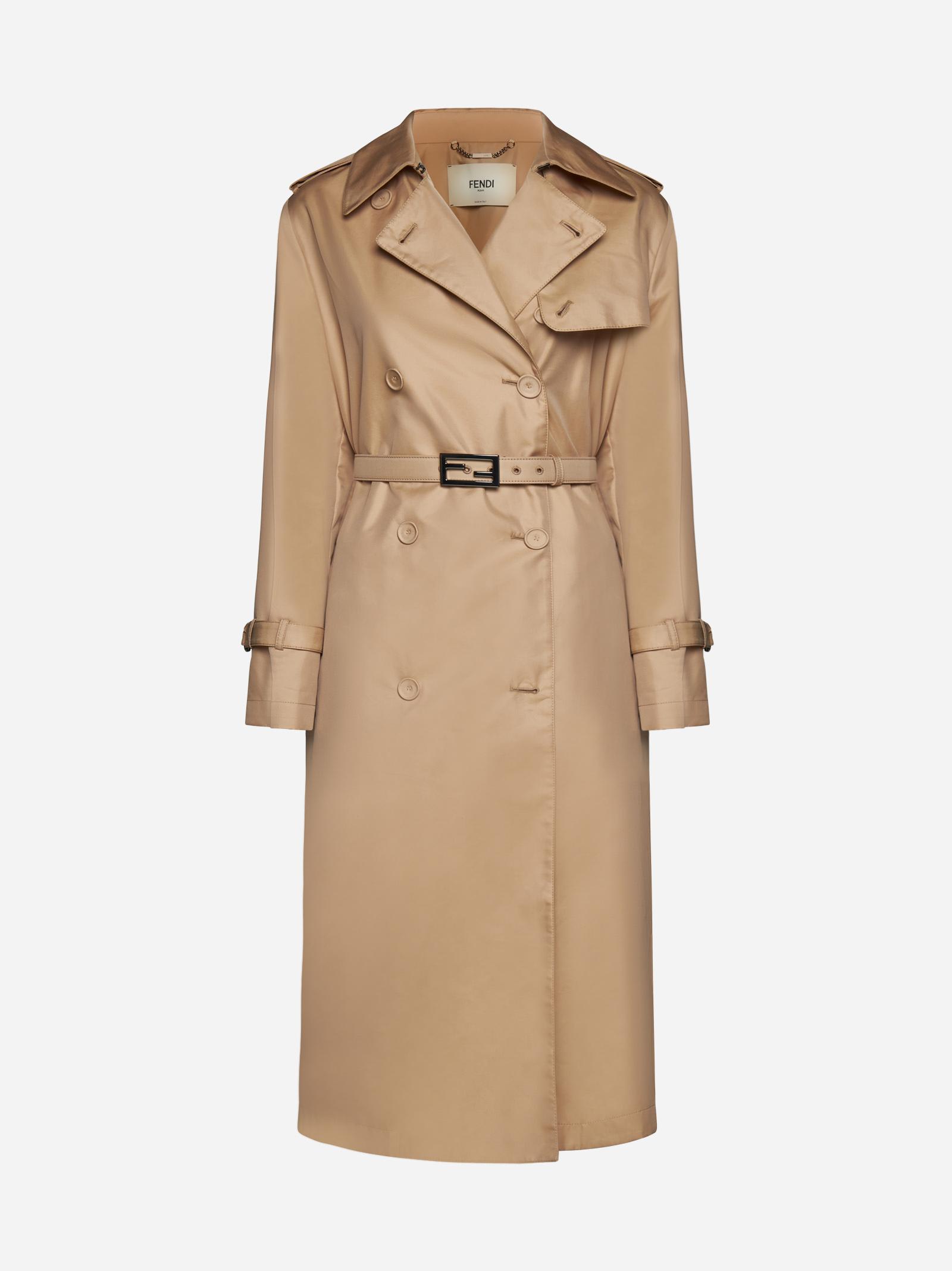 FENDI COTTON-BLEND DOUBLE-BREASTED TRENCH COAT