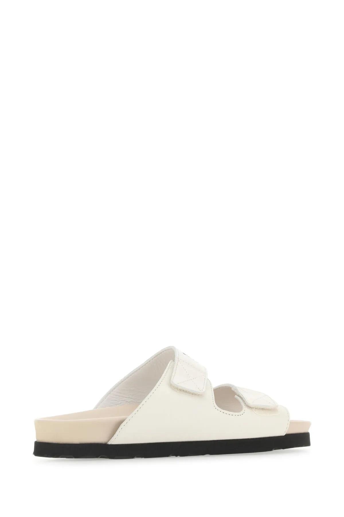 Shop Palm Angels Ivory Leather Slippers In Off White Beige