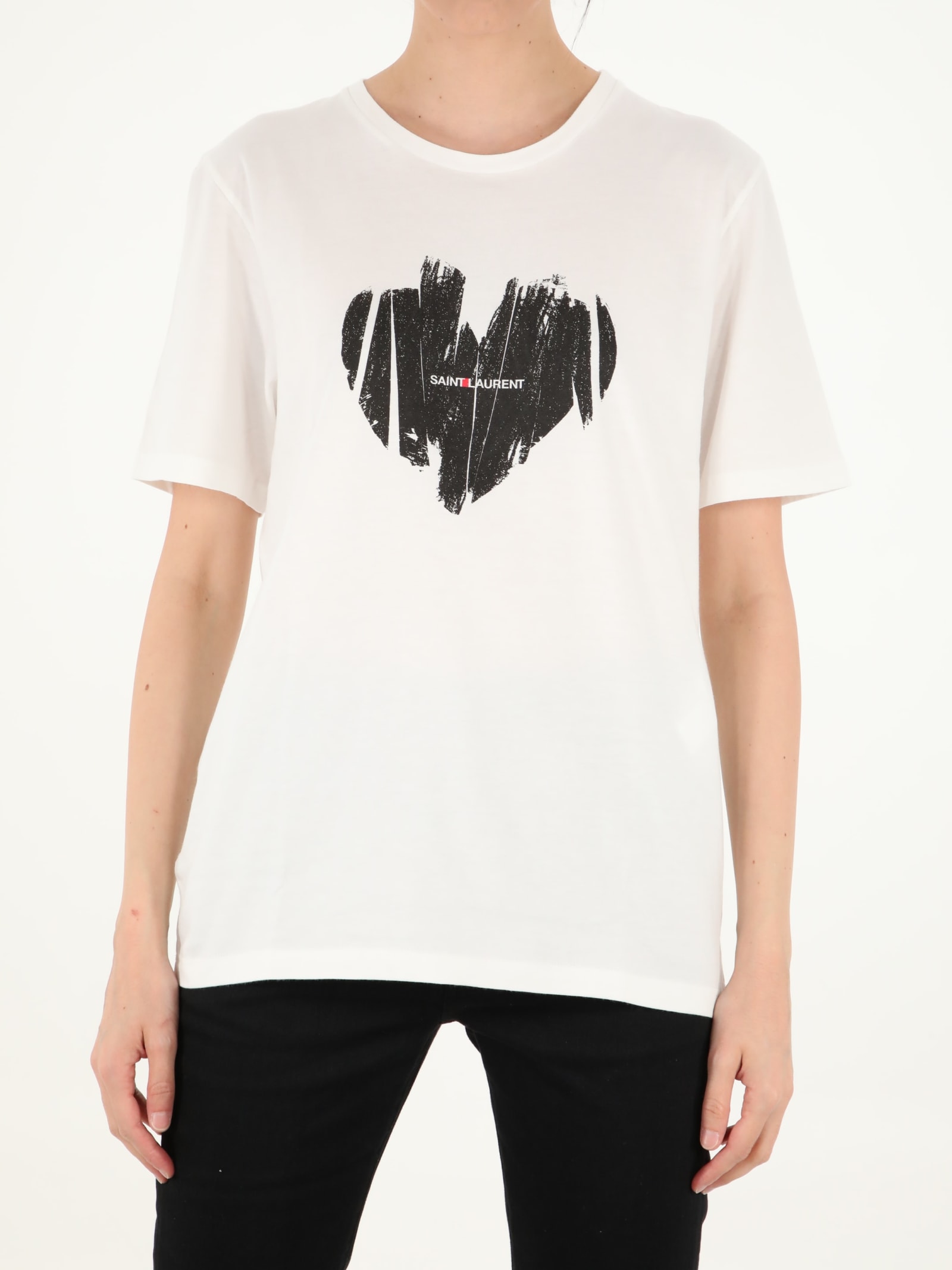 Saint Laurent White Heart T-shirt