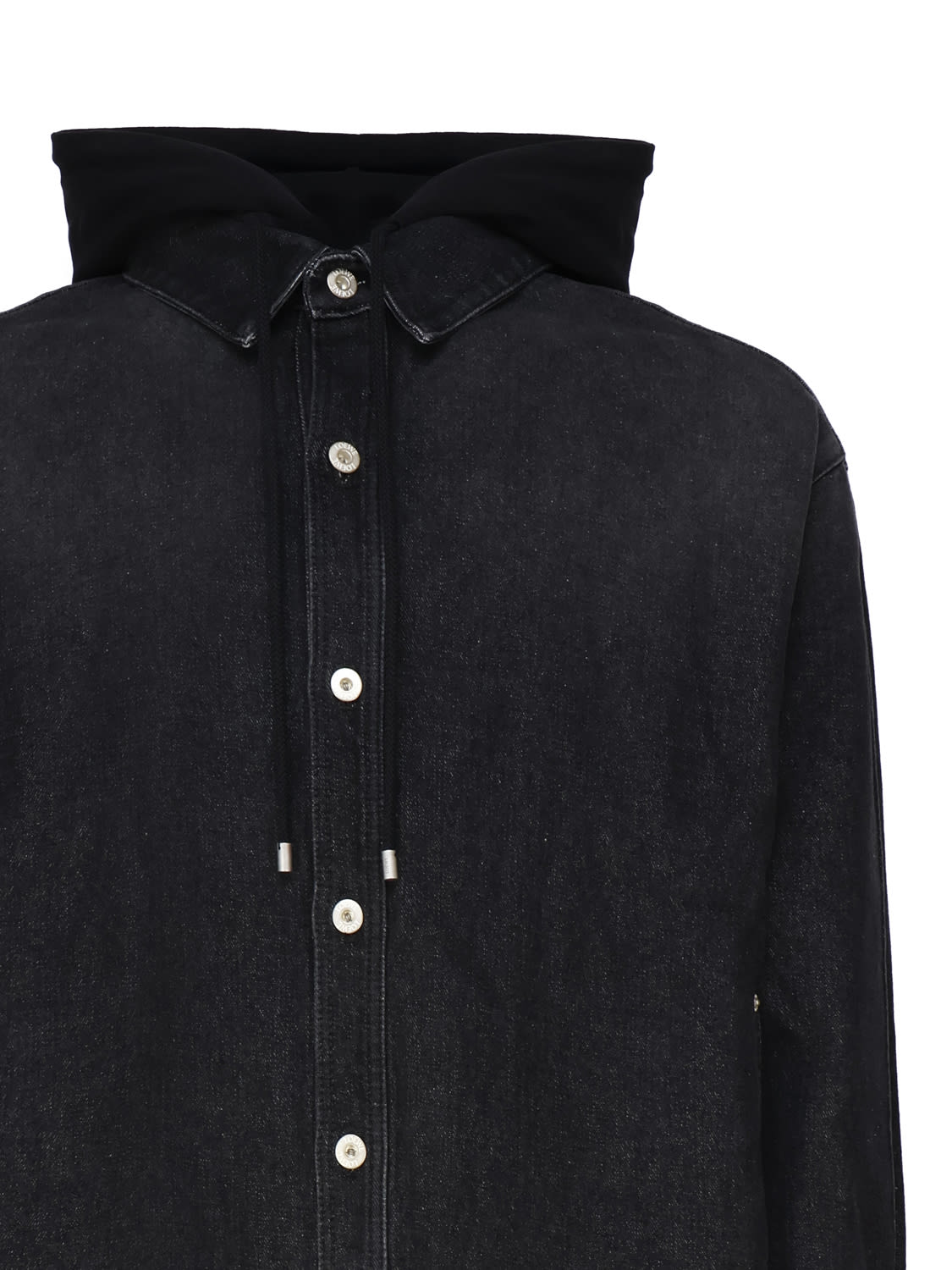 Shop Loewe Hooded Jacket In Denim In Washed Black