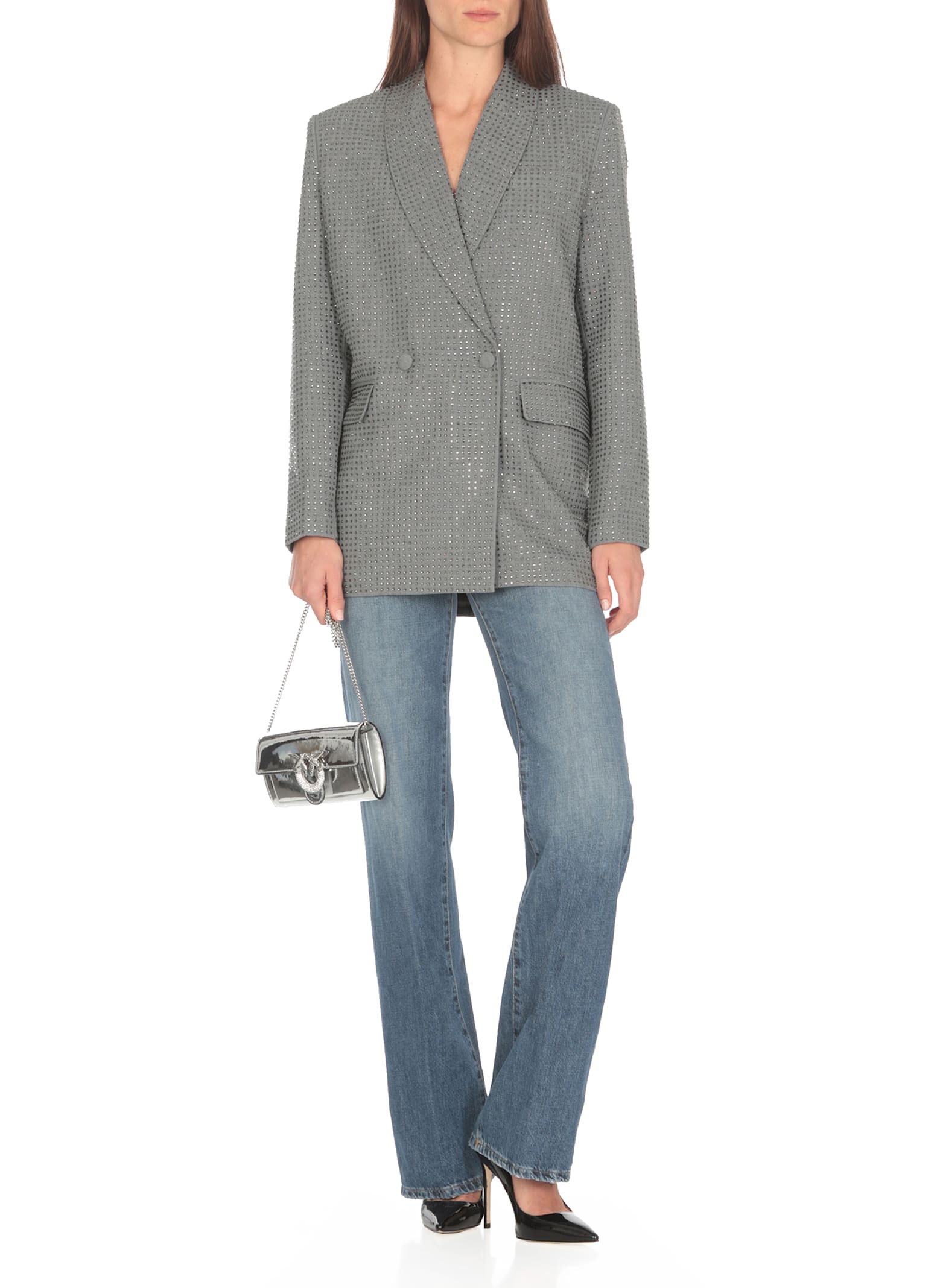 Shop Pinko Deledda Blazer In Grey