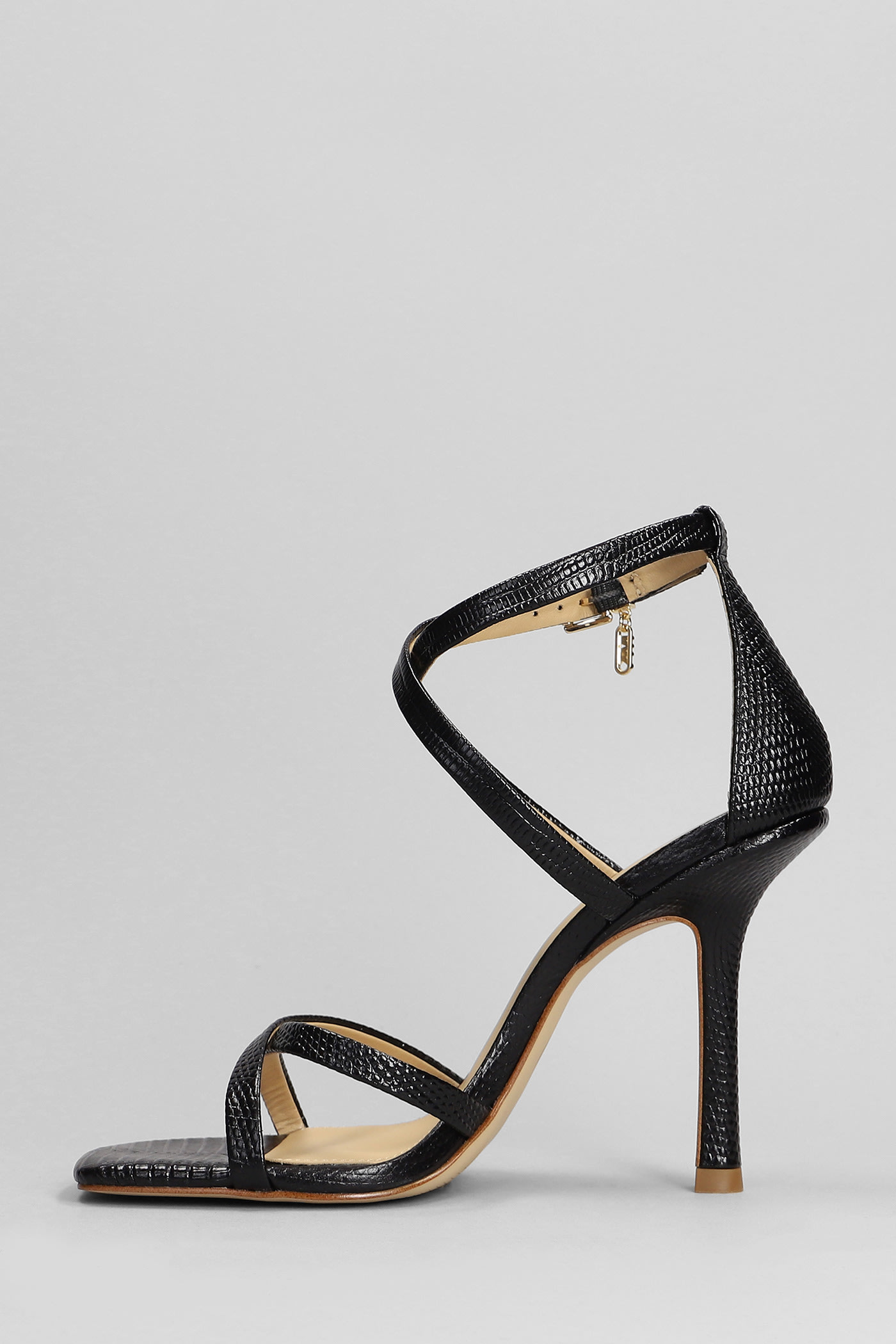 Shop Michael Kors Celia Sandals In Black Leather