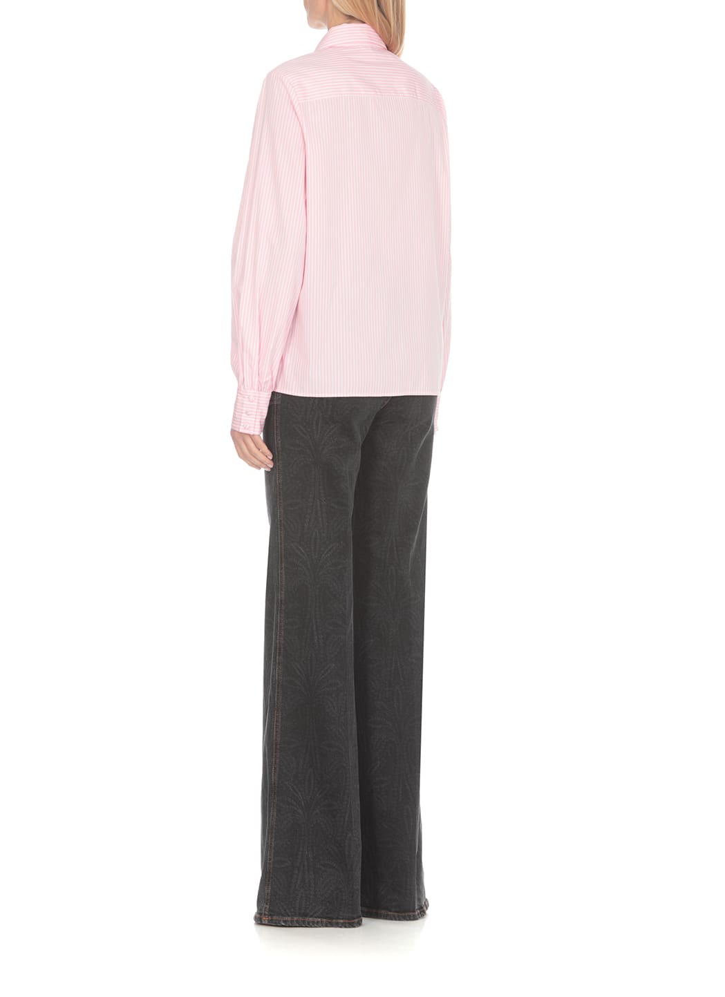 Etro Logo-embroidered Striped Cotton Shirt In Pink