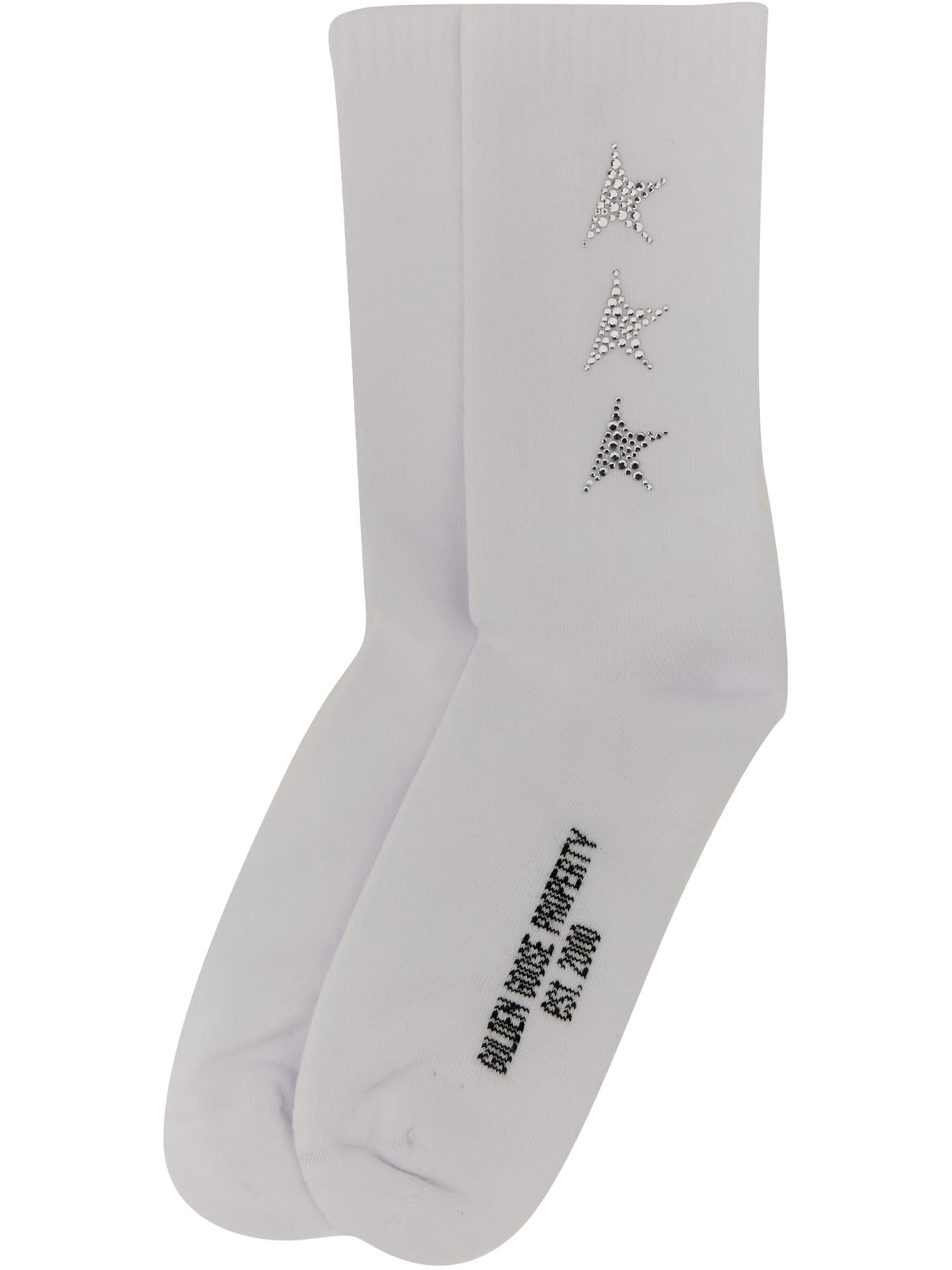 Golden Goose Side Rhinestone Star Socks In Blue