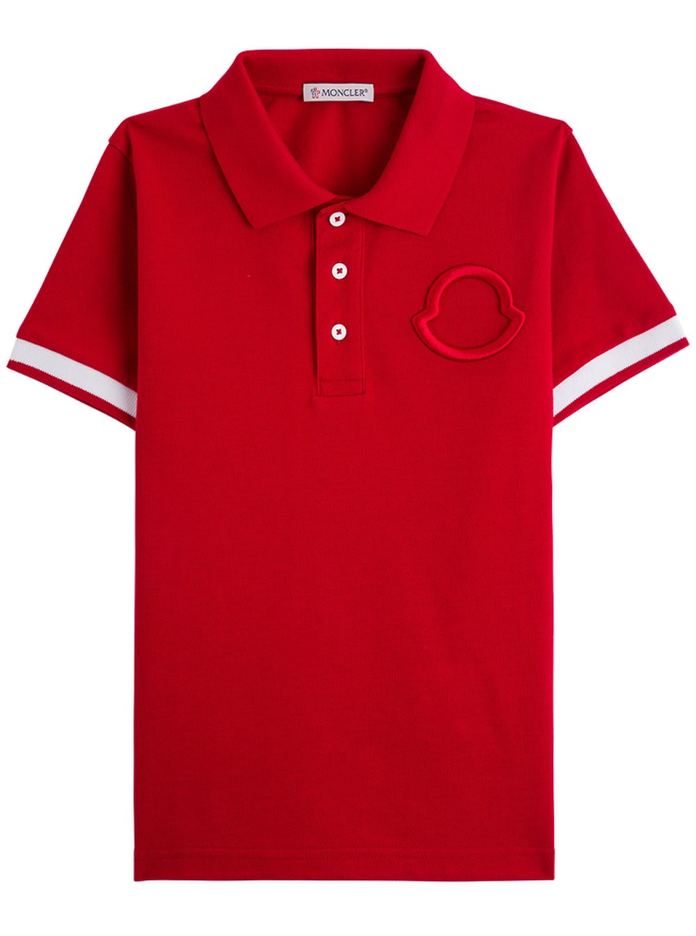 Moncler Red Cotton Polo Shirt With Logo
