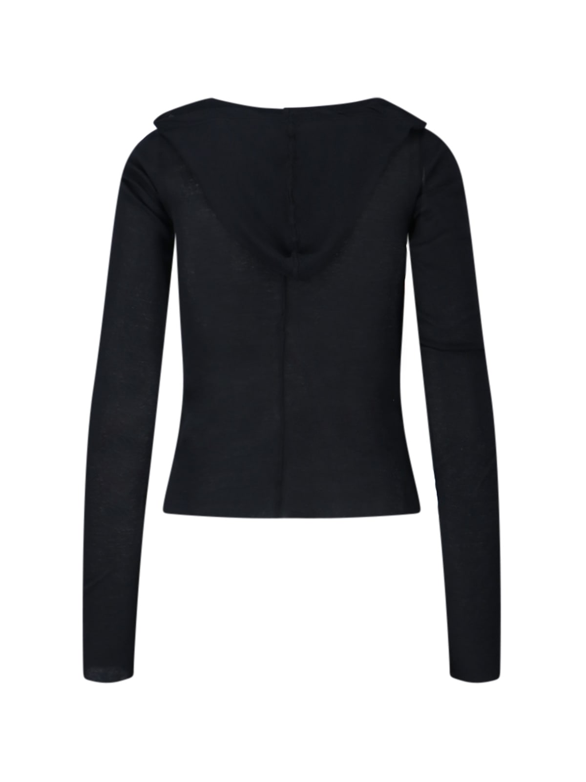 Rick Owens Hooded Top With Short Sleeves And Sheer Fabric In Black