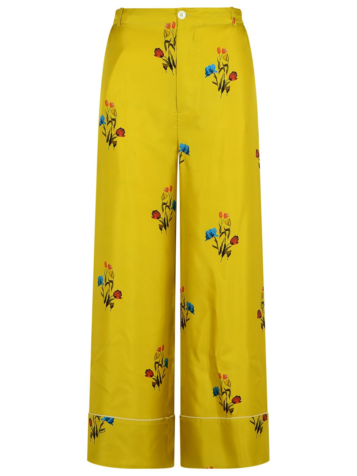 Marni Floral-print Elastic-waistband Straight Trousers In Yellow