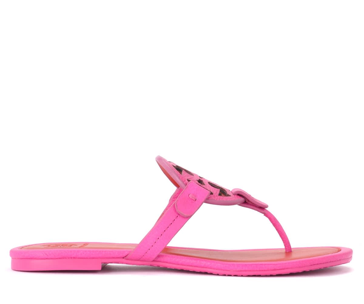 TORY BURCH MILLER SANDAL IN FUCHSIA AND RED LEATHER,11232532