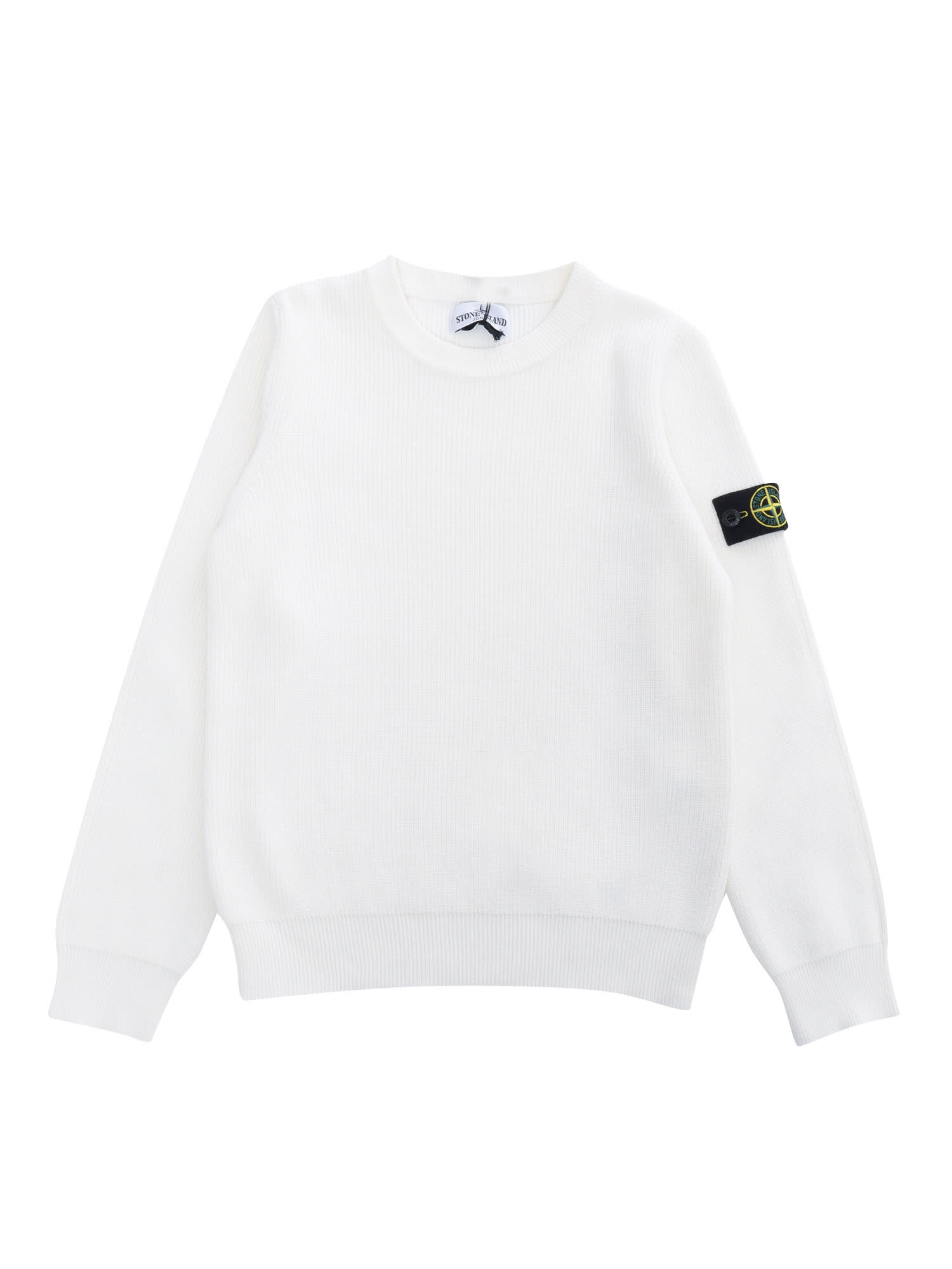Stone Island Junior Kids' White Sweater With Logo