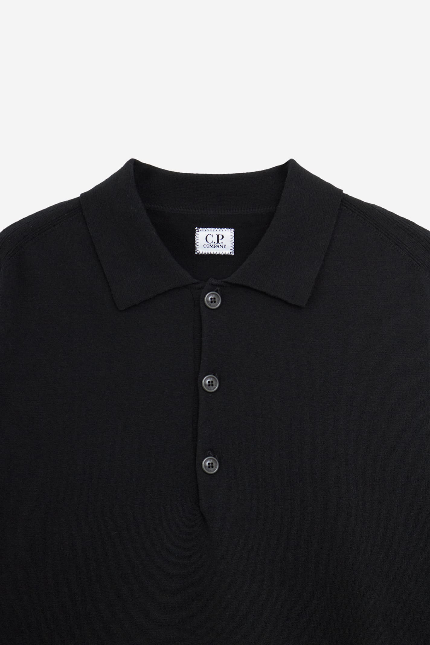 C.p. Company Ribbed Polo Shirt In Black