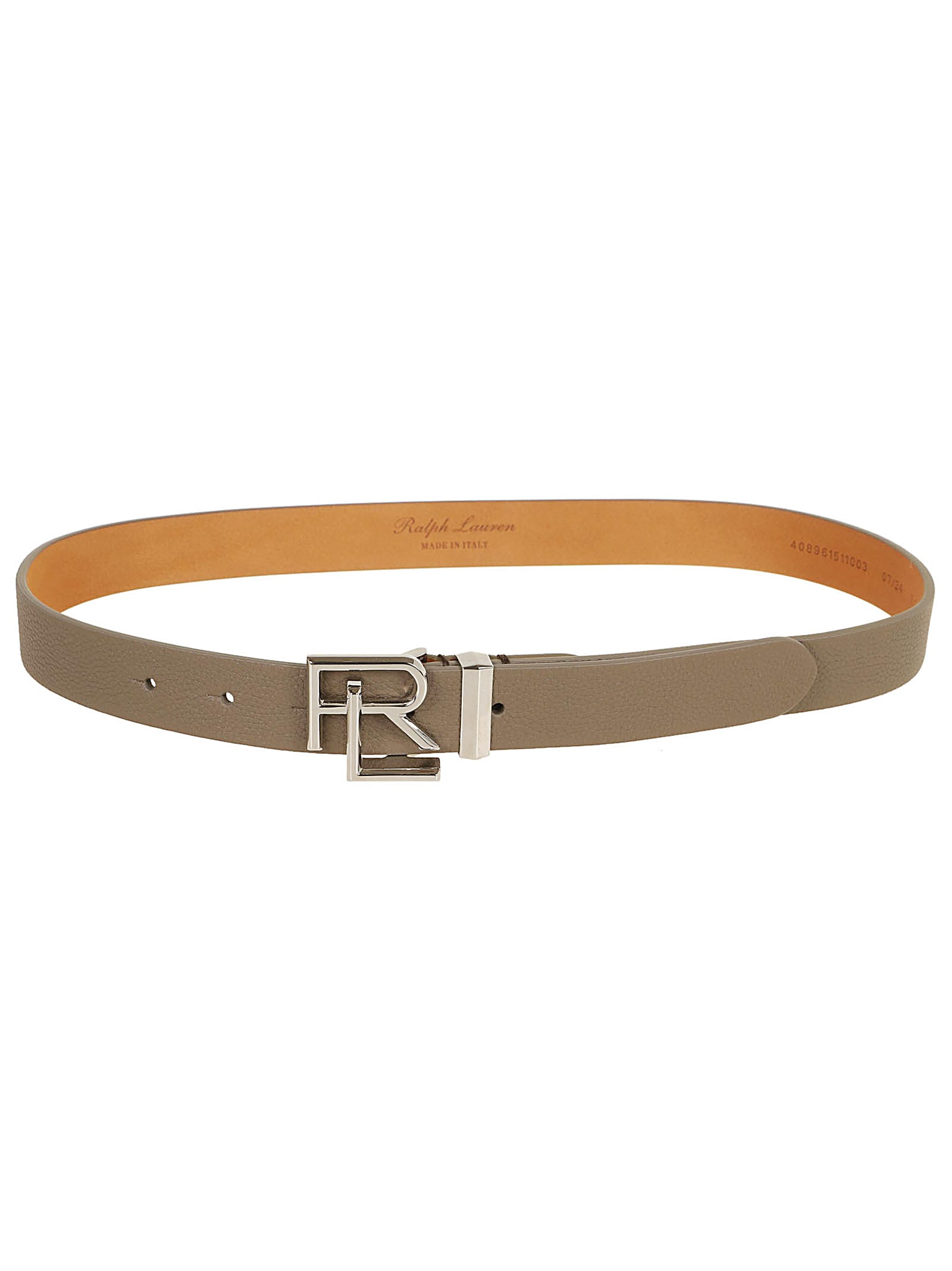 Shop Ralph Lauren 25mm Rl Logo-belt-skinny In Dark Taupe