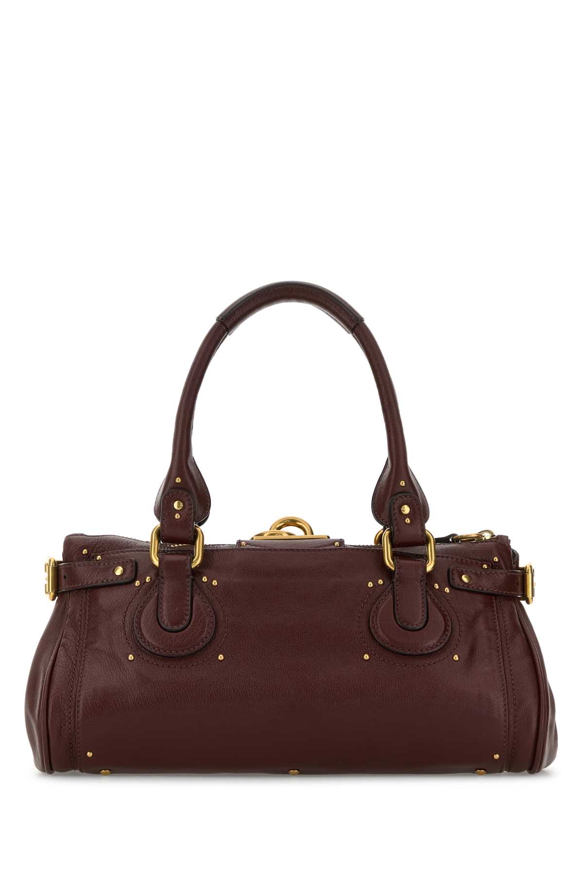Chloé Chocolate Leather Paddington Shoulder Bag In Burgundy