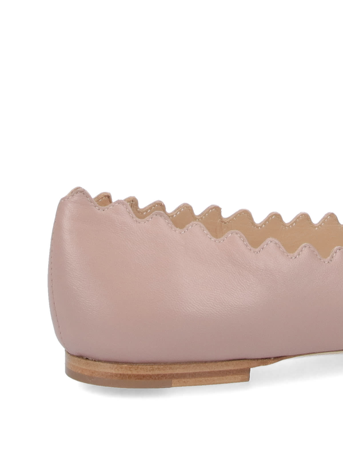 Chloé Chloe Lauren Scalloped Leather Ballerina Flat In Pink