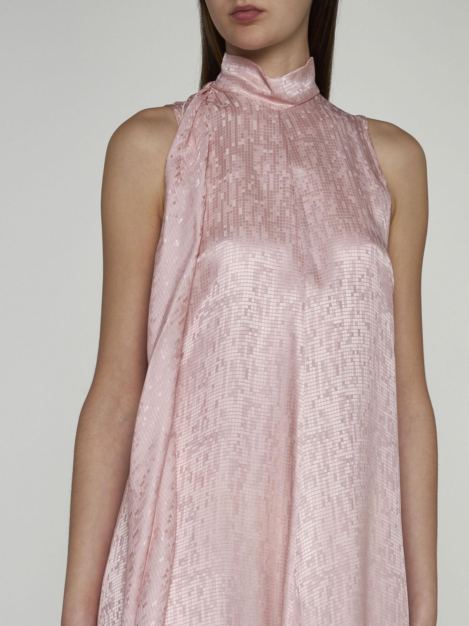 Shop Forte Forte Microdamier Silk-blend Long Dress In Beige
