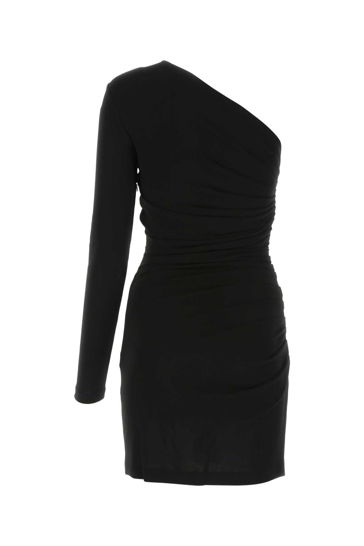 Dsquared2 Black Crepe One-shoulder Mini Dress In 900