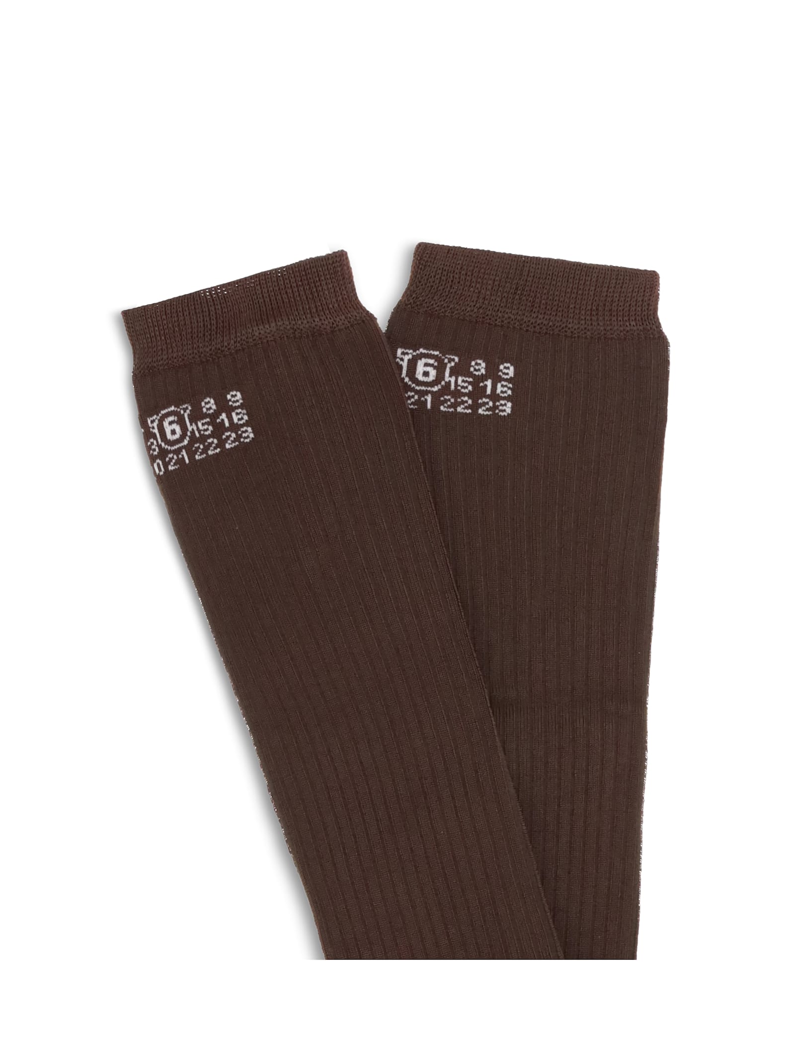 Mm6 Maison Margiela Stretch Viscose Blend Socks In Brown