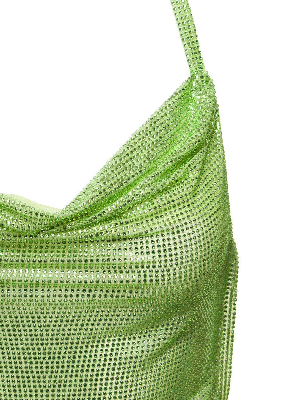 Shop Giuseppe Di Morabito Green Halterneck Top With Crystals Open Back Polyamide Woman