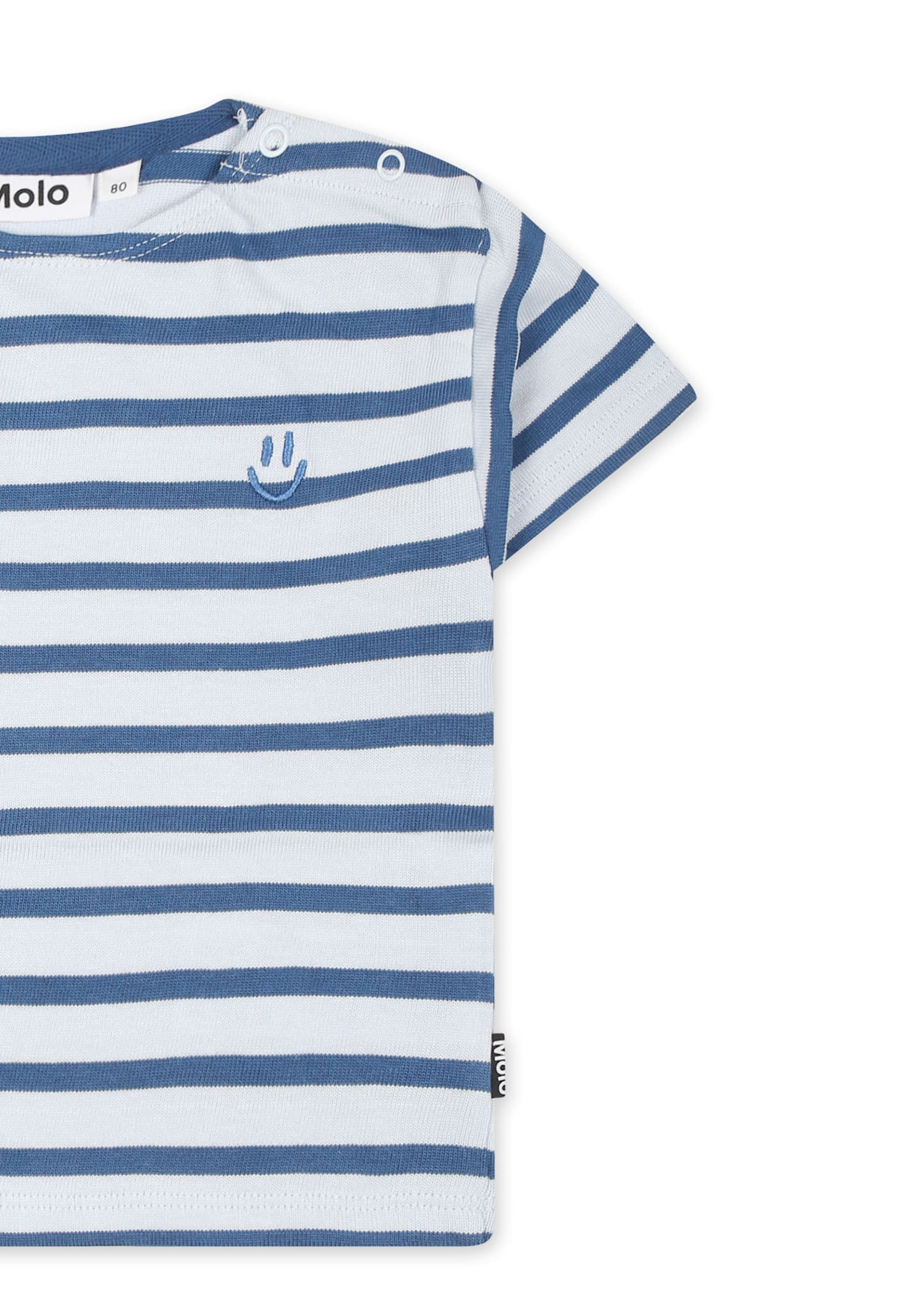 Molo Light Blue T-shirt For Babykids With Smiley In Light Blue
