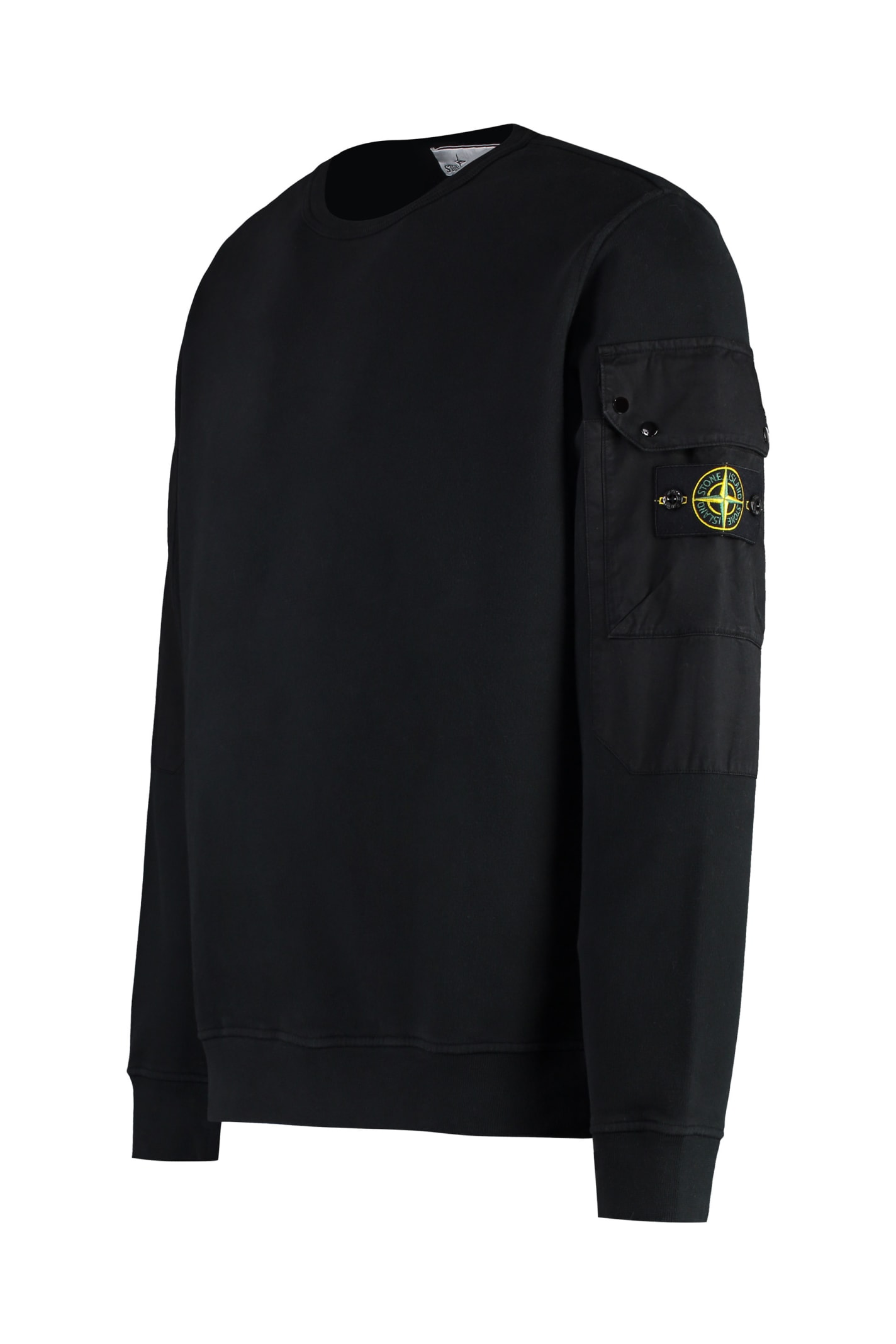 Shop Stone Island Cotton Crew-neck Sweatshirt In Nero