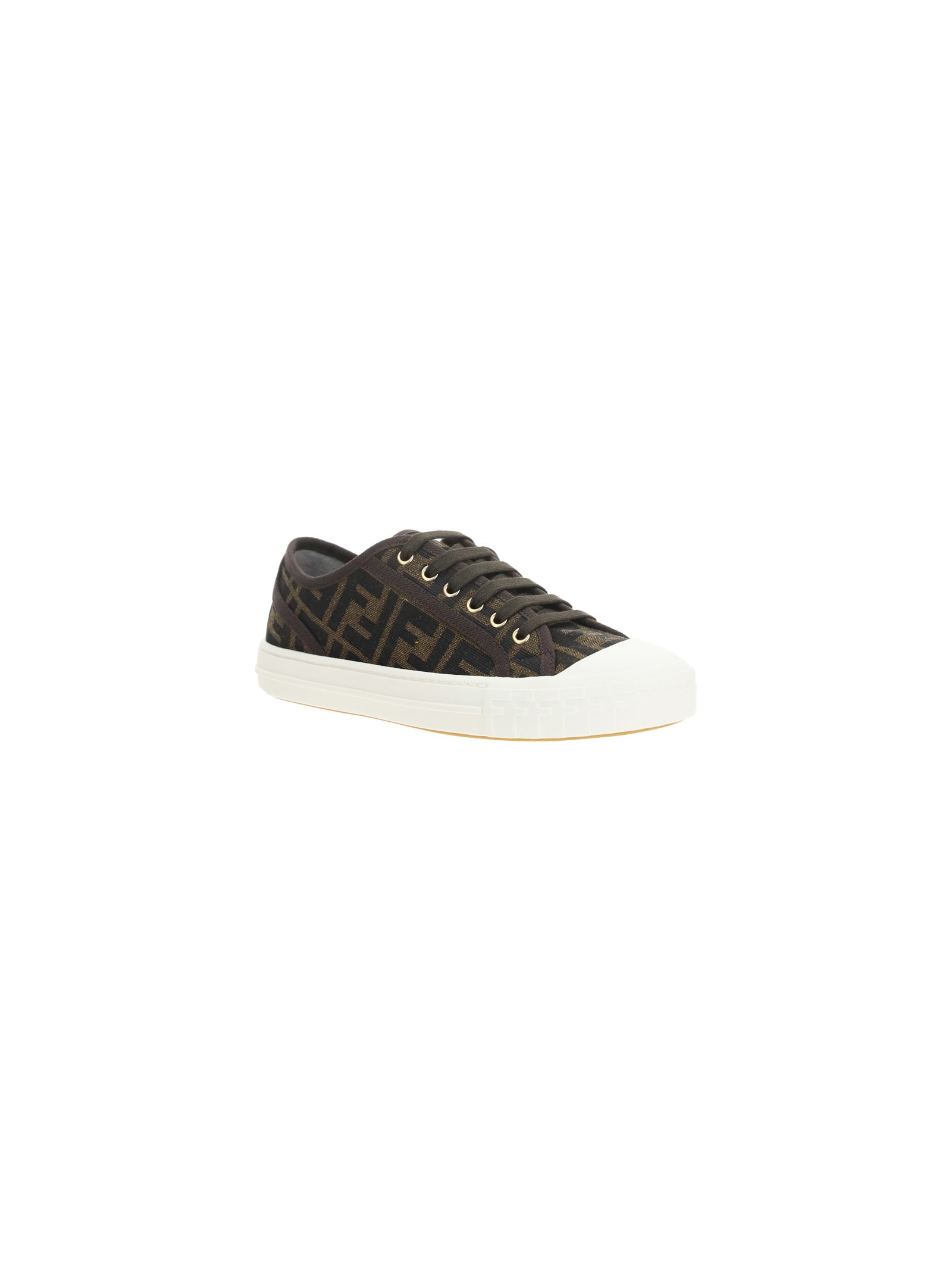 Fendi Women Embroidered Nylon Blend Dominio Sneakers In Green