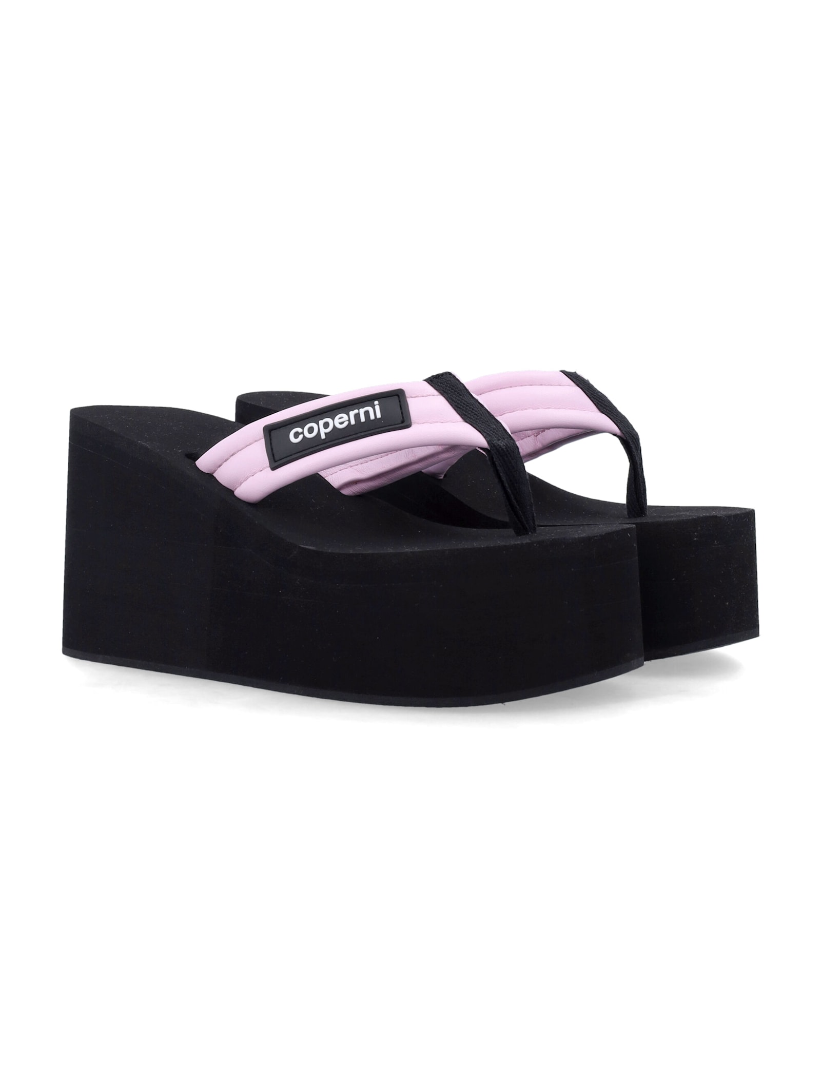 Shop Coperni Branded Wedge Sandal In Black Pink