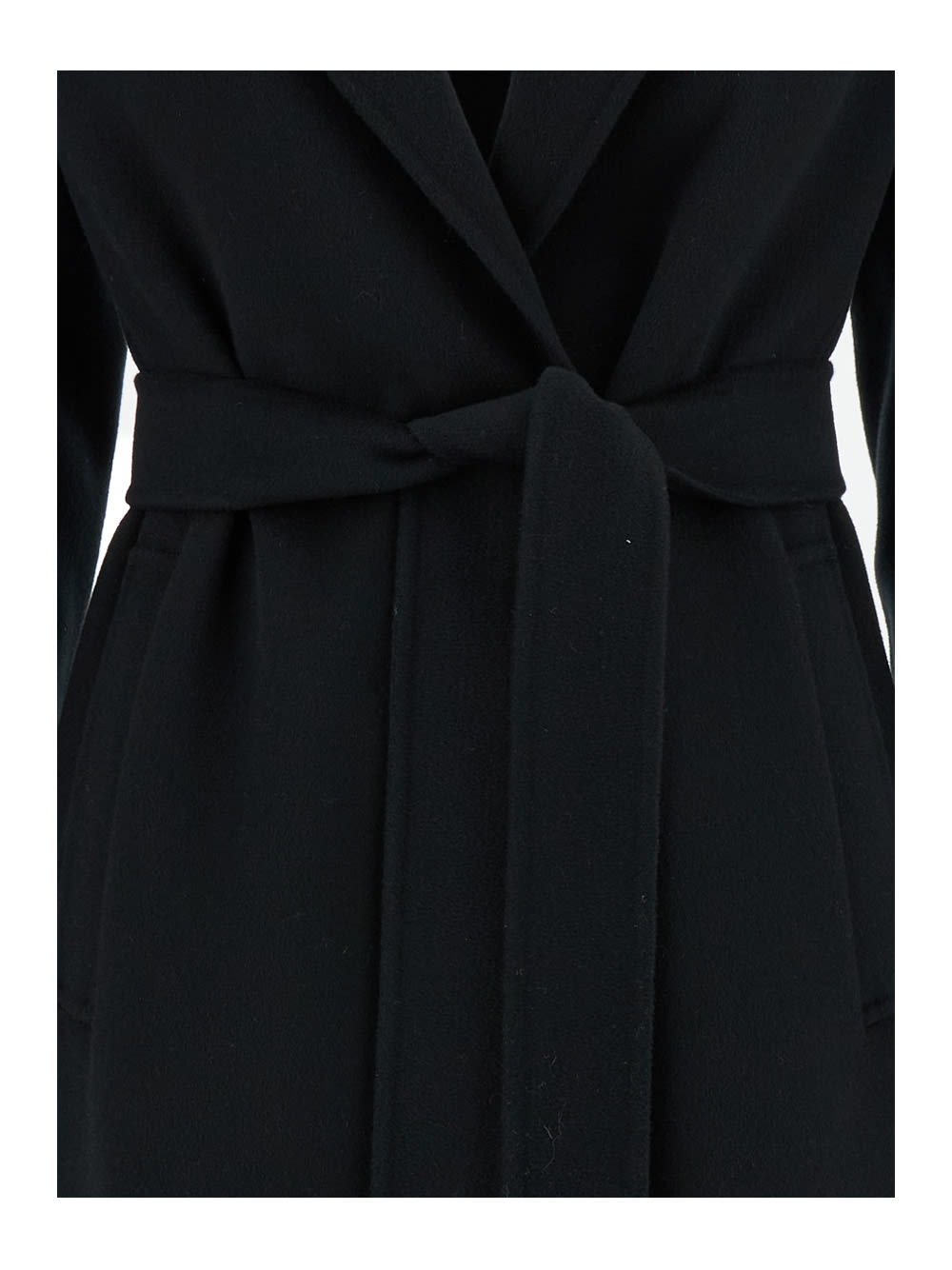 'S MAX MARA PAULINE BLACK COAT WITH MATCHING BELT IN WOOL WOMAN 