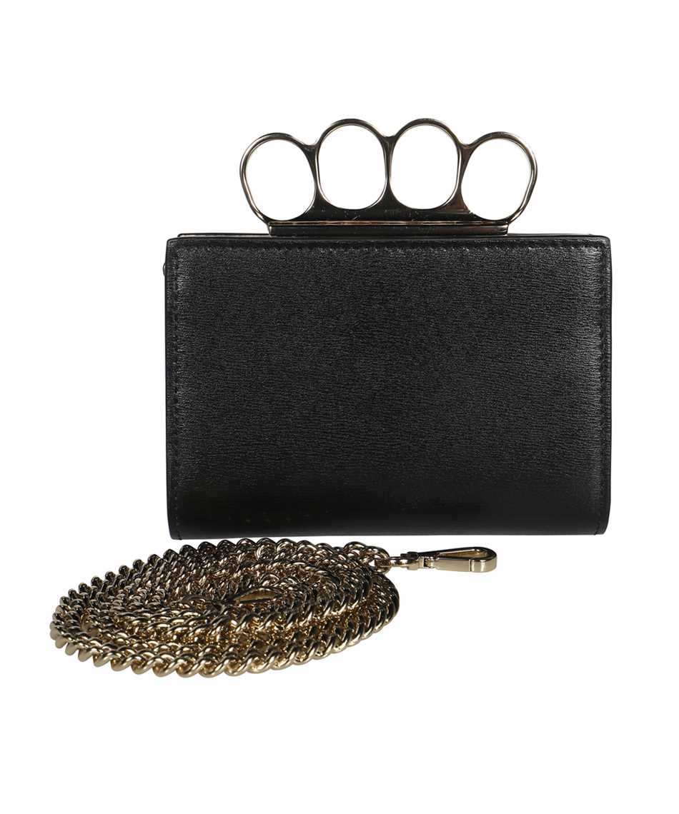 Shop Alexander Mcqueen Leather Wallet On Chain In Black