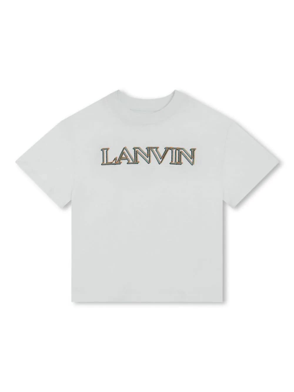 Shop Lanvin Aquamarine T-shirt With Logo In White