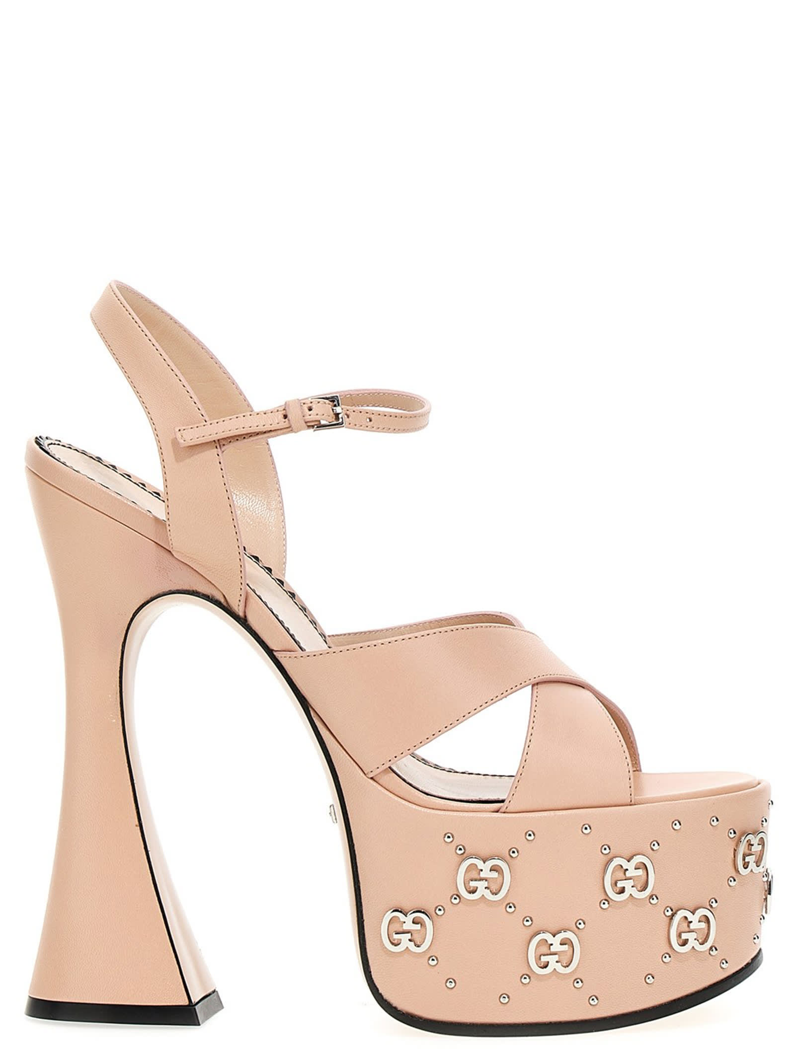 Shop Gucci Crossover Gg Sandals In Pink