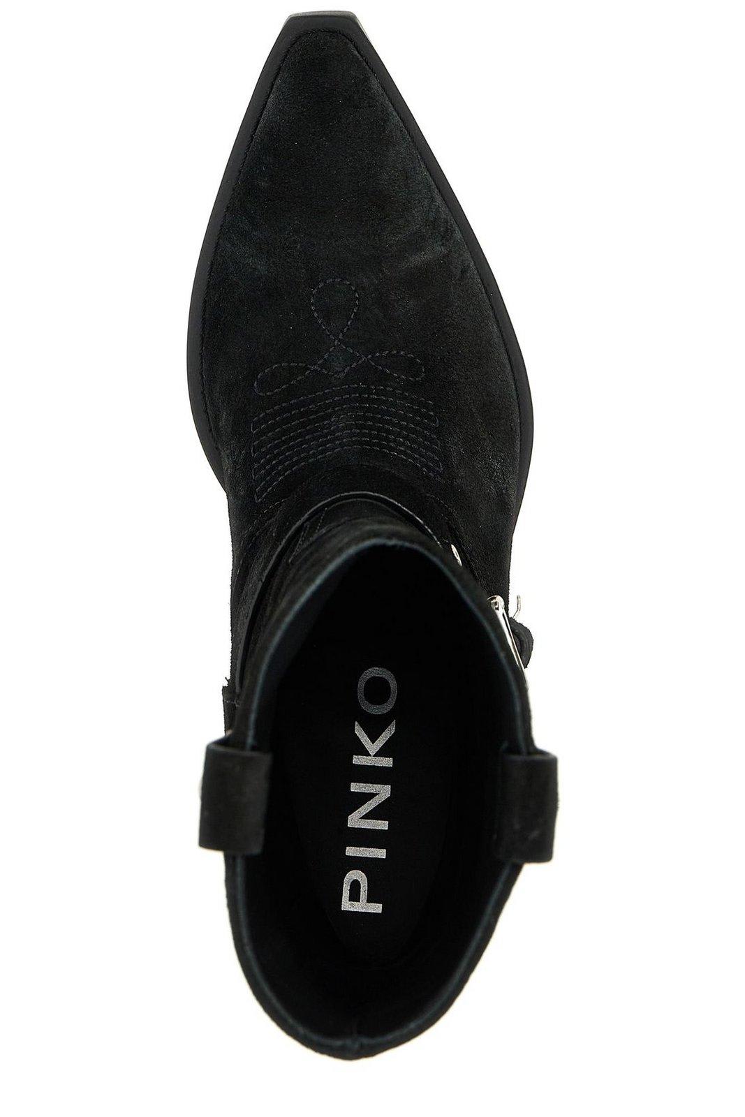 Shop Pinko Texan-style Ankle Boots In Nero